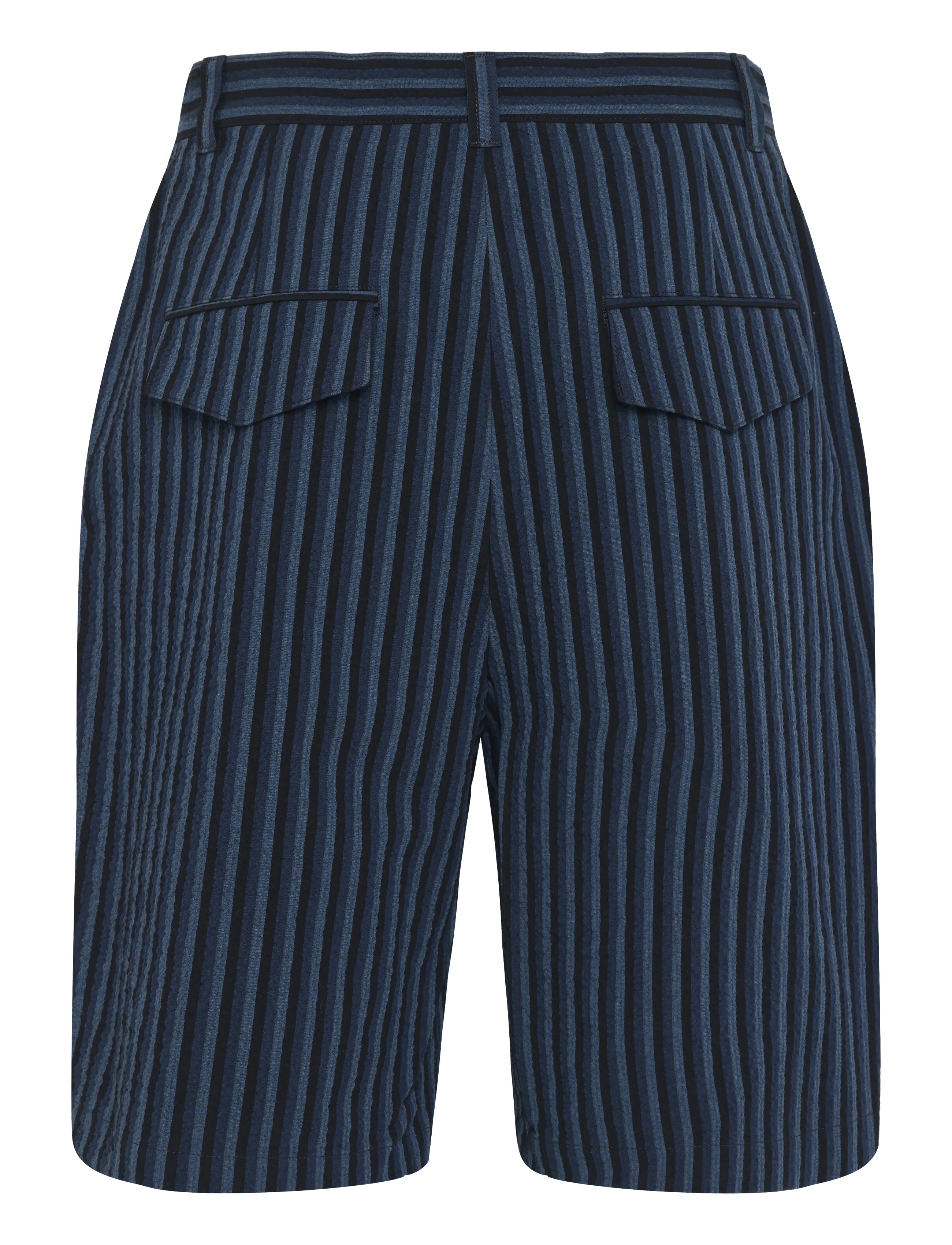 Maison Kitsune - STRIPES SEERSUCKER STAN BERMUDA SHORT - navy stripe - 1