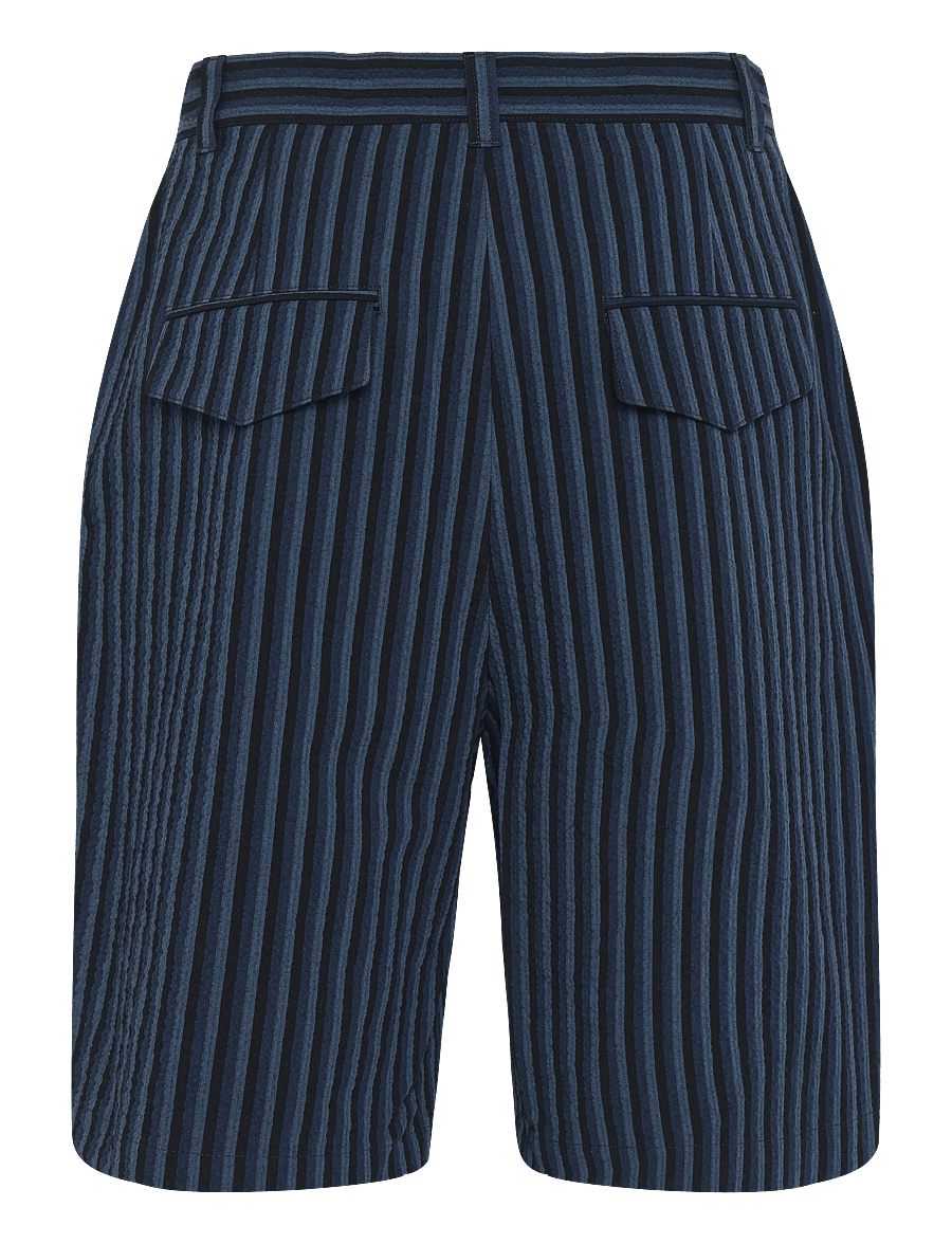 Maison Kitsune - STRIPES SEERSUCKER STAN BERMUDA SHORT - freizeitshorts - navy stripe - 1