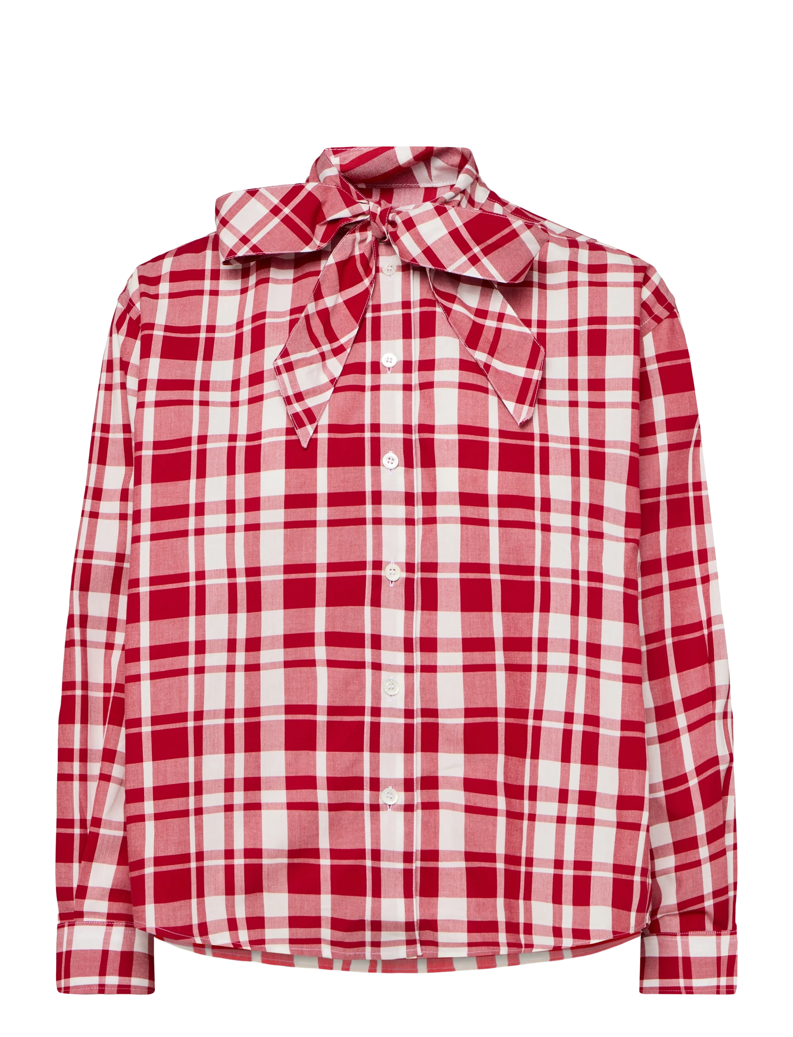 Maison Kitsune AXEL PUSSY BOW SHIRT - Chemises à manches longues - RED CHECK / red