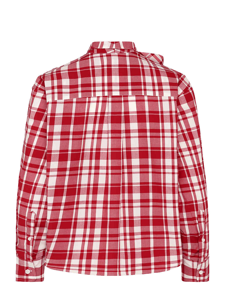Maison Kitsune - AXEL PUSSY BOW SHIRT - langärmlige hemden - red check - 2