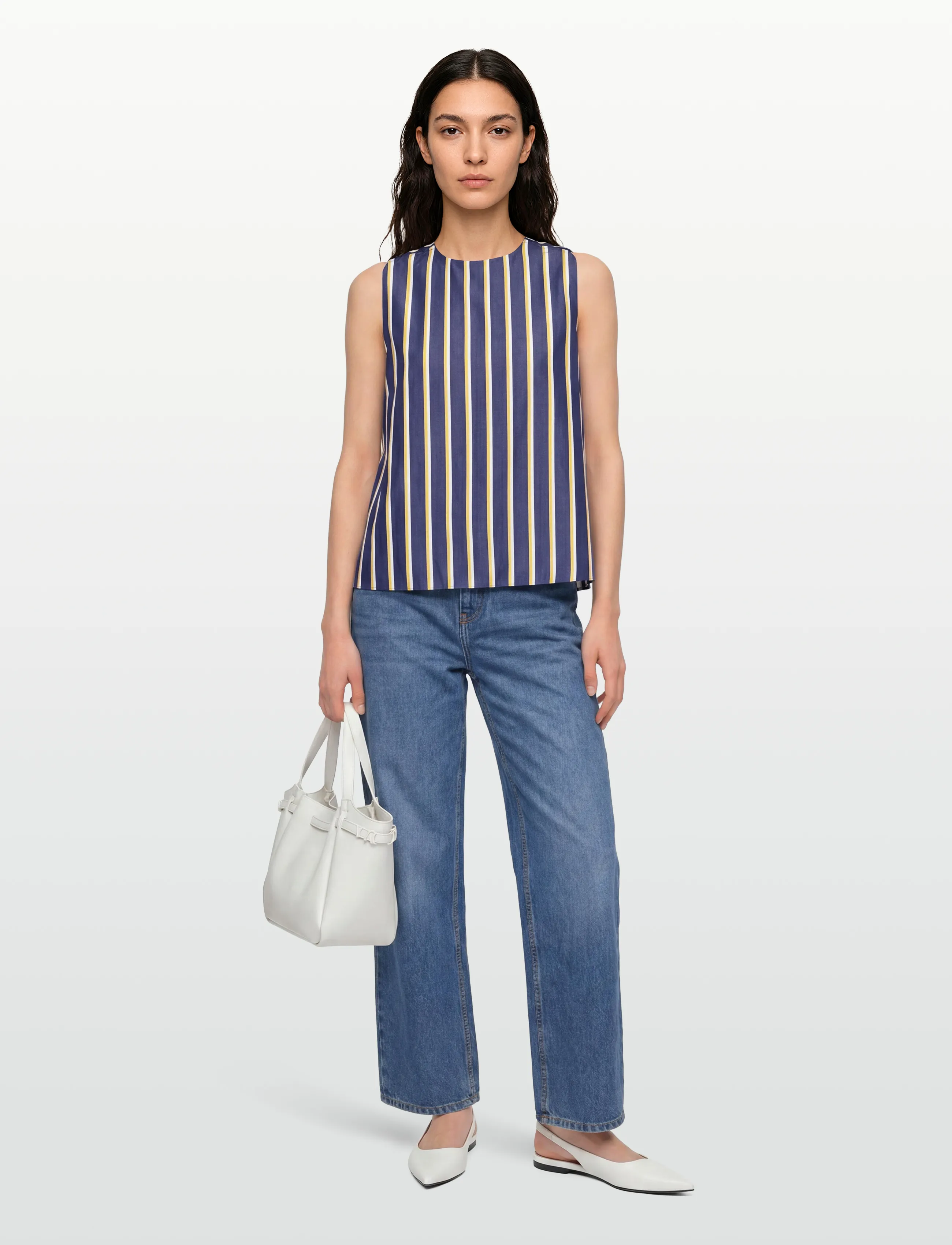 Maison Kitsune STRIPES HOLLY FLARED TOP - Varrukateta topid - NAVY STRIPE / navy