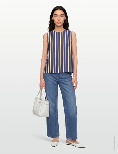Maison Kitsune STRIPES HOLLY FLARED TOP - Varrukateta topid - NAVY STRIPE / navy