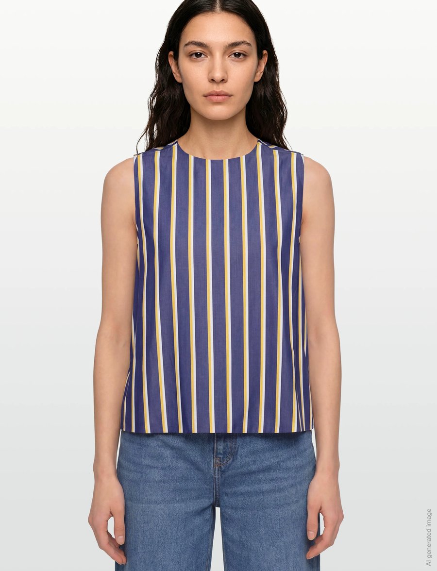 Maison Kitsune - STRIPES HOLLY FLARED TOP - Ärmellose tops - navy stripe - 3