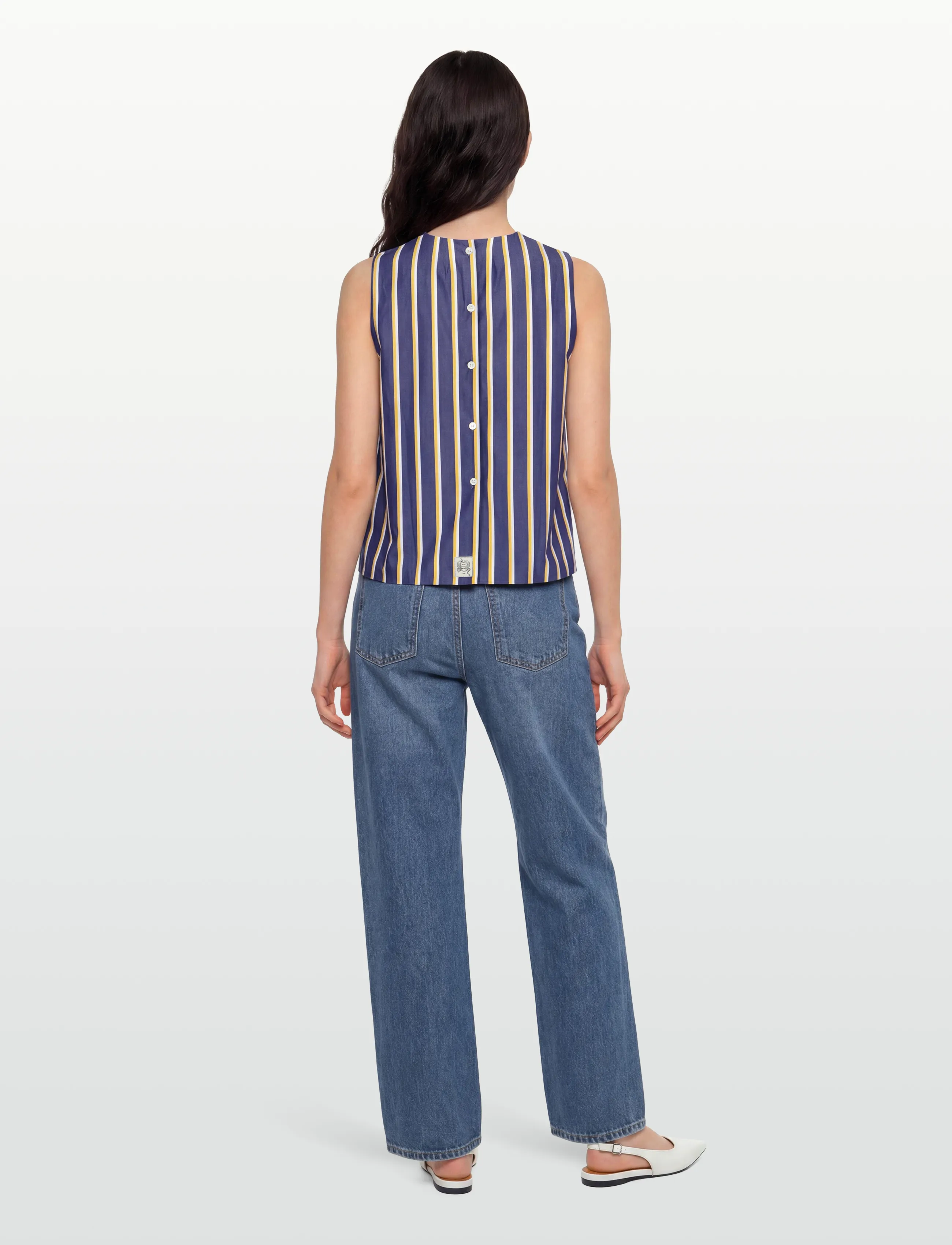 Maison Kitsune - STRIPES HOLLY FLARED TOP - navy stripe - 4