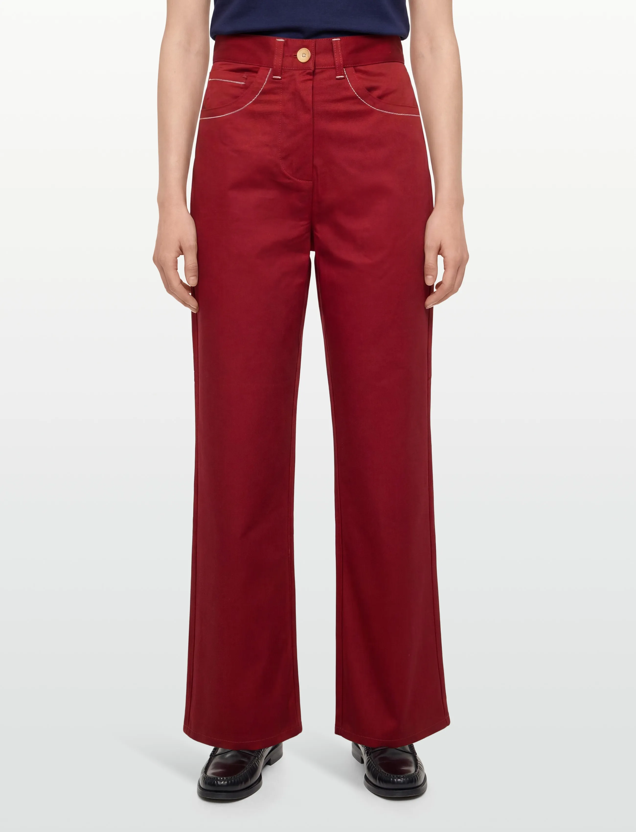 Maison Kitsune - SUN WIDE-LEG PANT - wide leg trousers - red - 3
