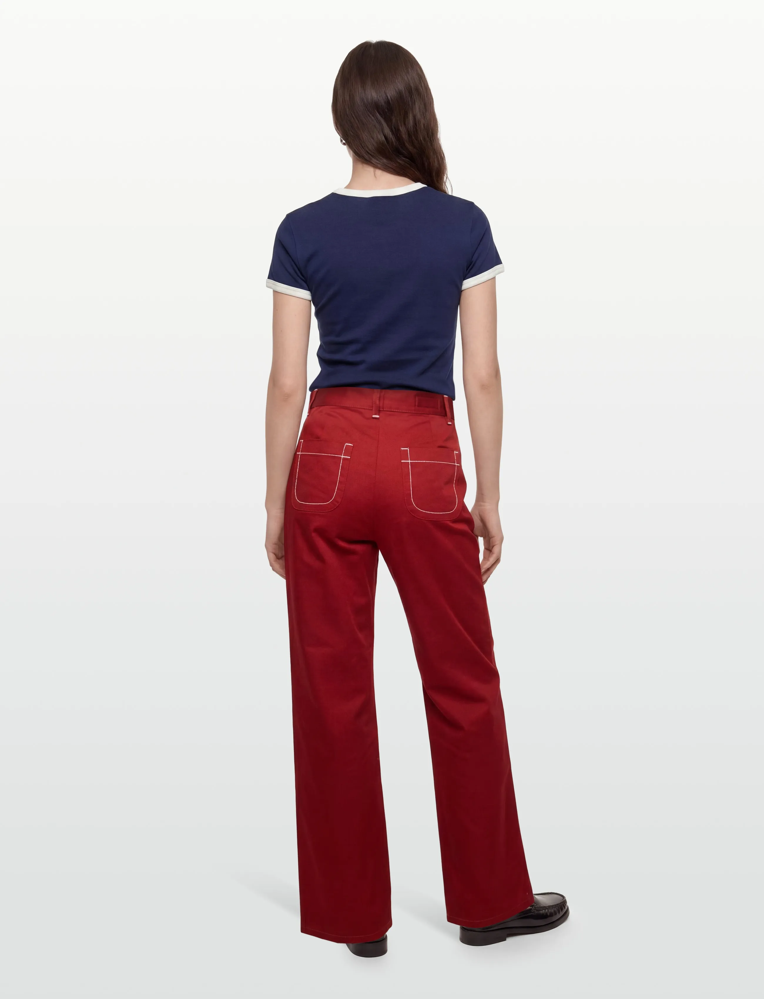 Maison Kitsune - SUN WIDE-LEG PANT - wide leg trousers - red - 4