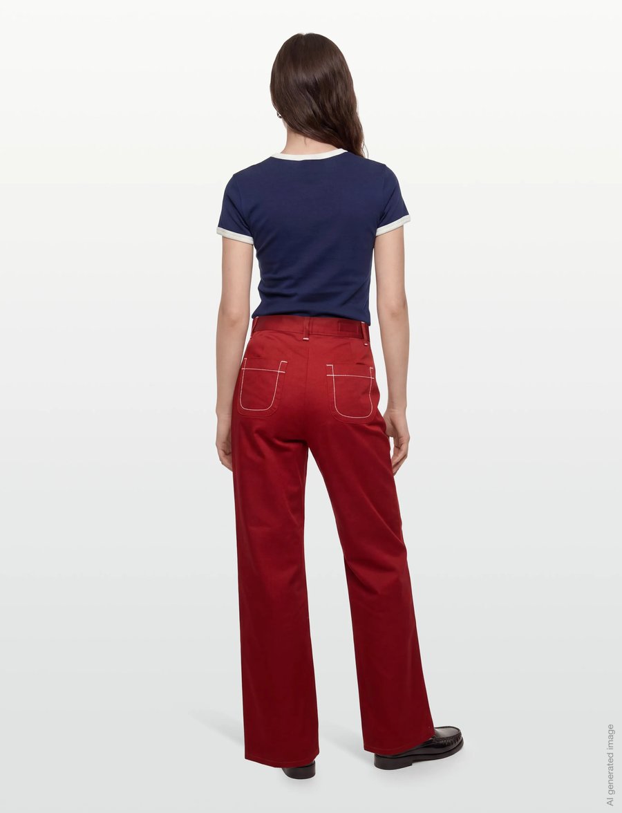 Maison Kitsune - SUN WIDE-LEG PANT - wide leg trousers - red - 4