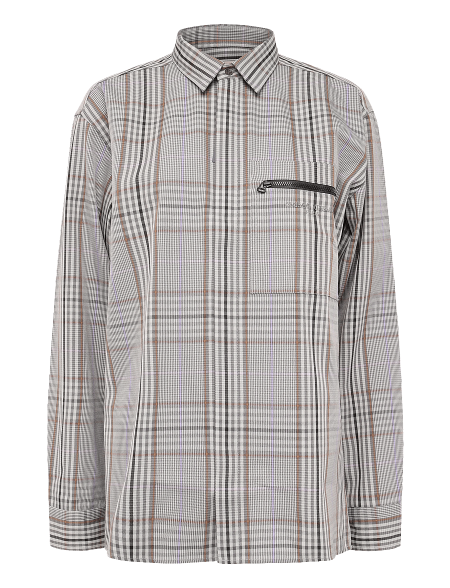 Maison Kitsune - ZIPPED SHIRT - mønstrede skjorter - light grey check - 0