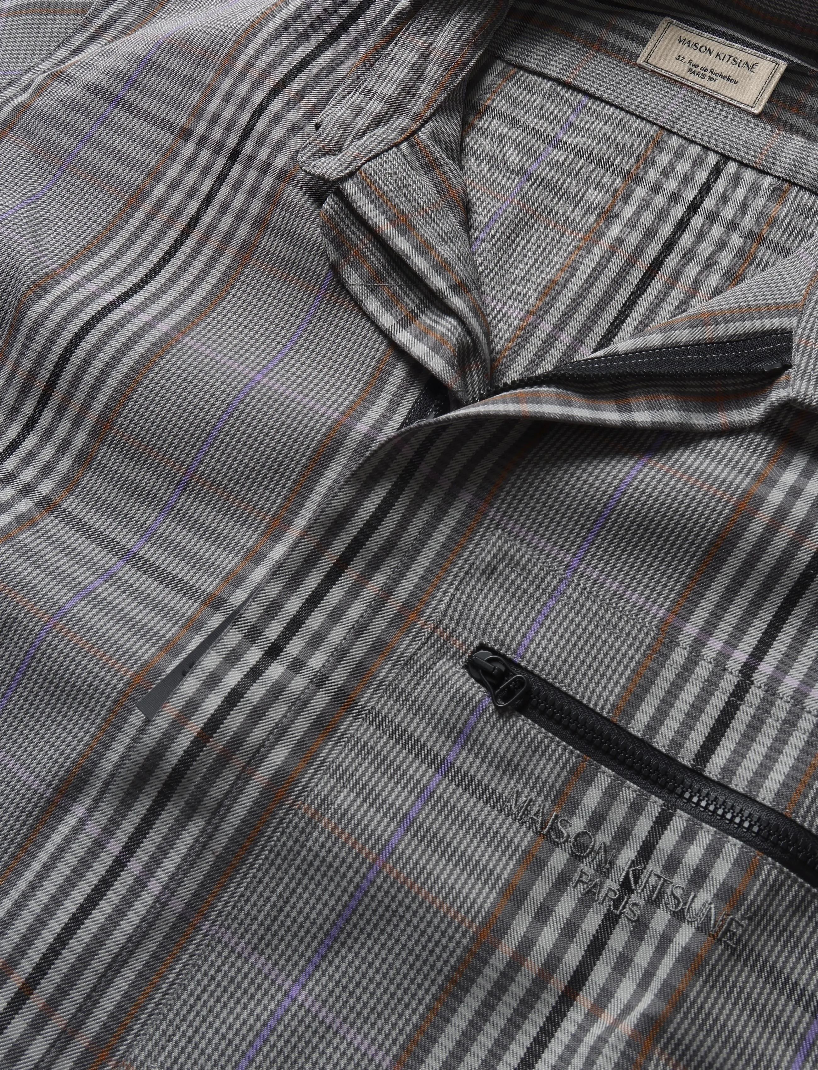 Maison Kitsune - ZIPPED SHIRT - light grey check - 2