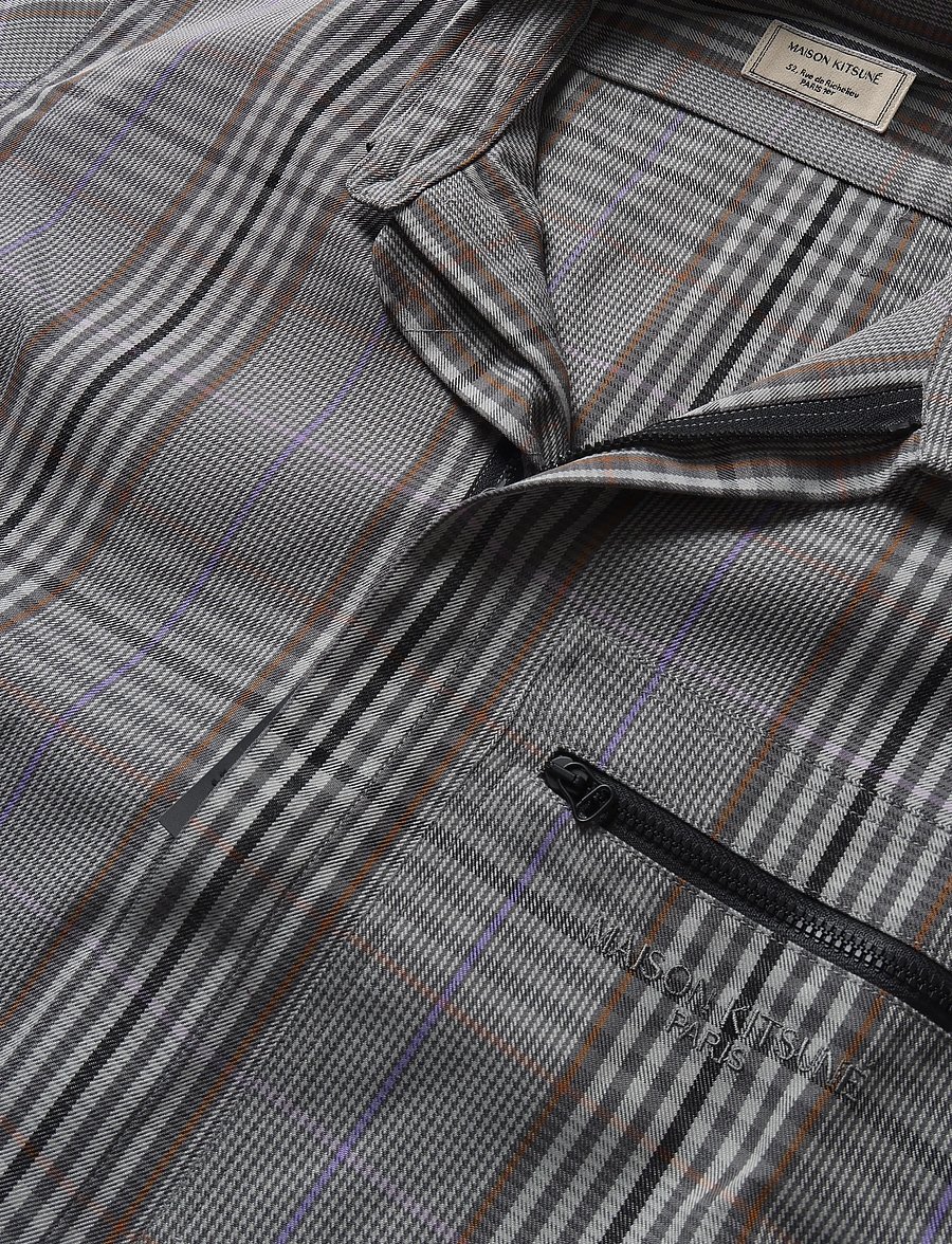 Maison Kitsune - ZIPPED SHIRT - mønstrede skjorter - light grey check - 2
