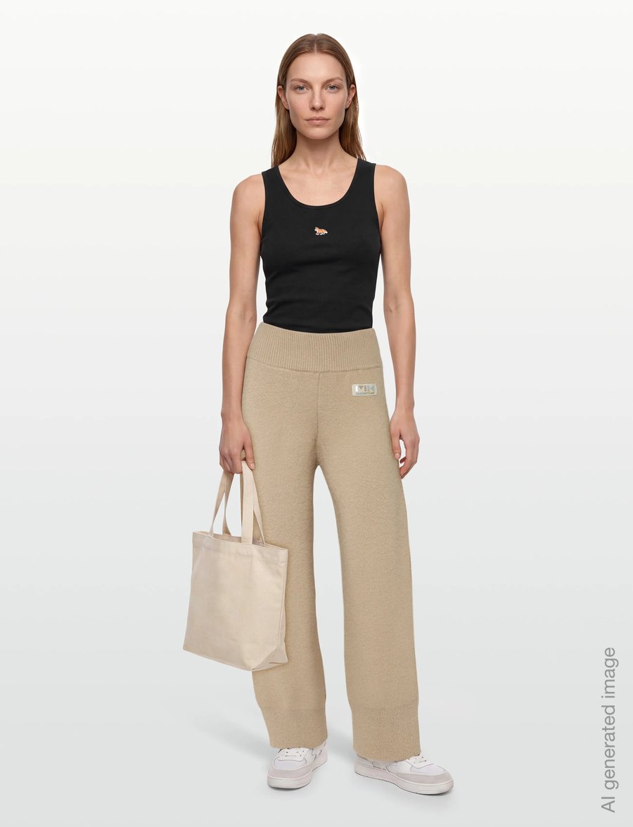 Maison Kitsune - TWO-TONE KNITTED PANTS - poolpikad püksid - beca - 0