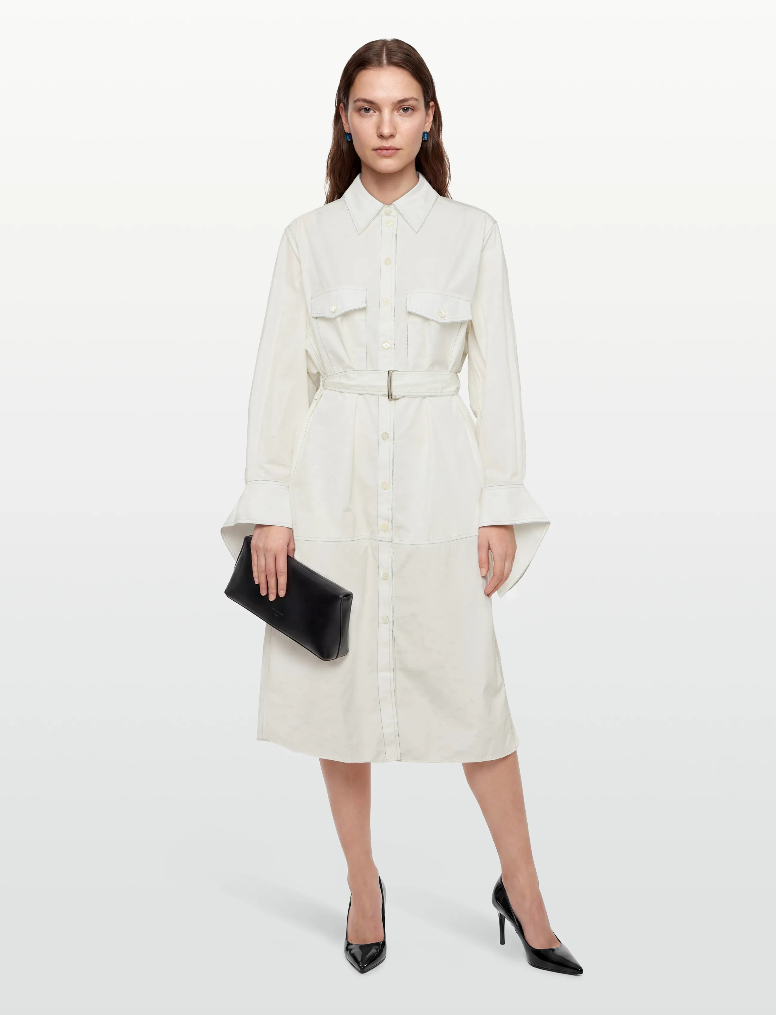 Maison Kitsune Shirt Dress, 38, Dresses, Weiß - Knee-length & Midi, Frauen
