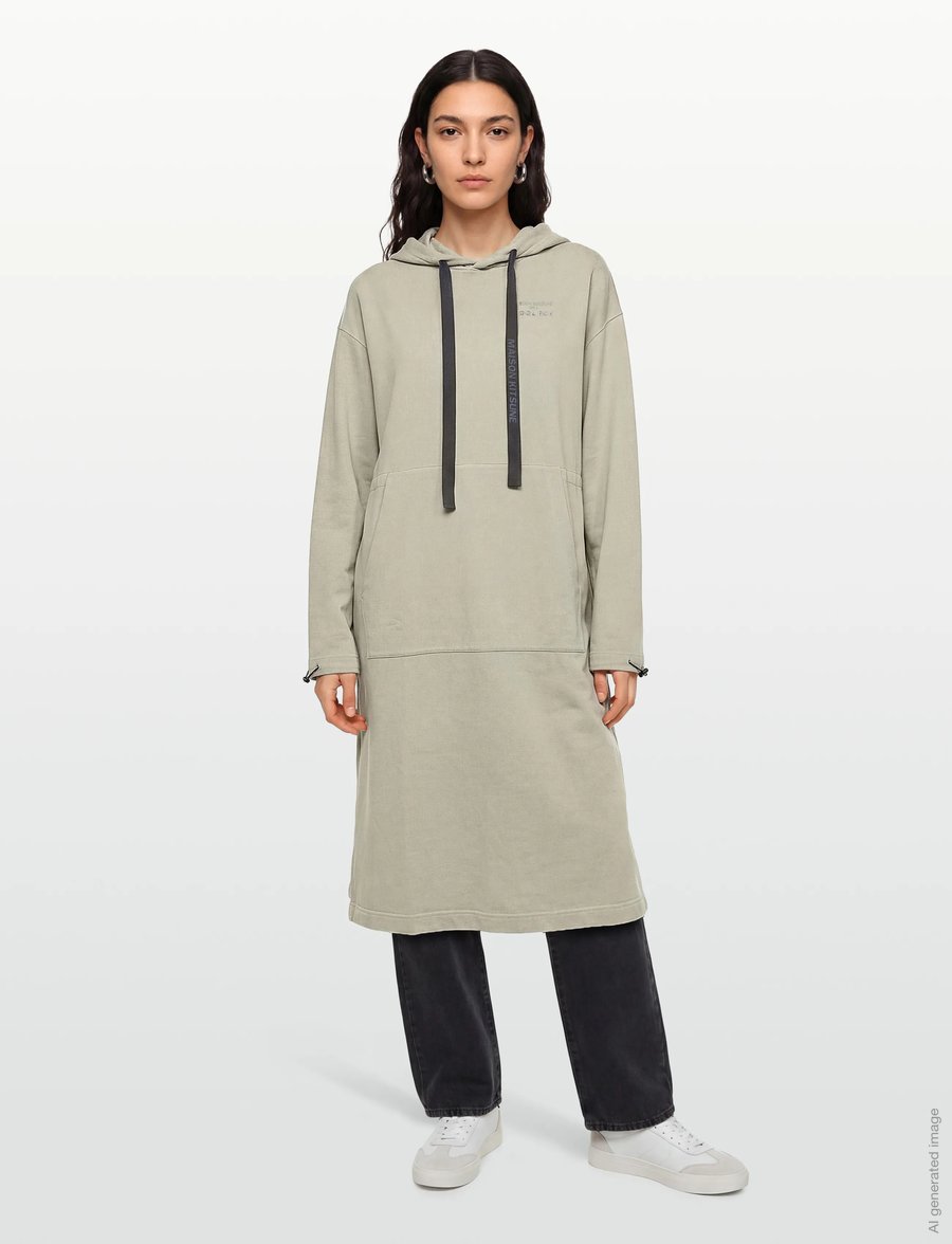 Maison Kitsune - HOODIE DRESS - stickade klänningar - beige - 0