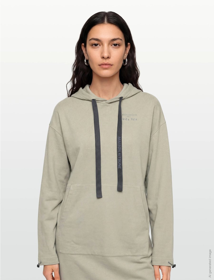 Maison Kitsune - HOODIE DRESS - stickade klänningar - beige - 3