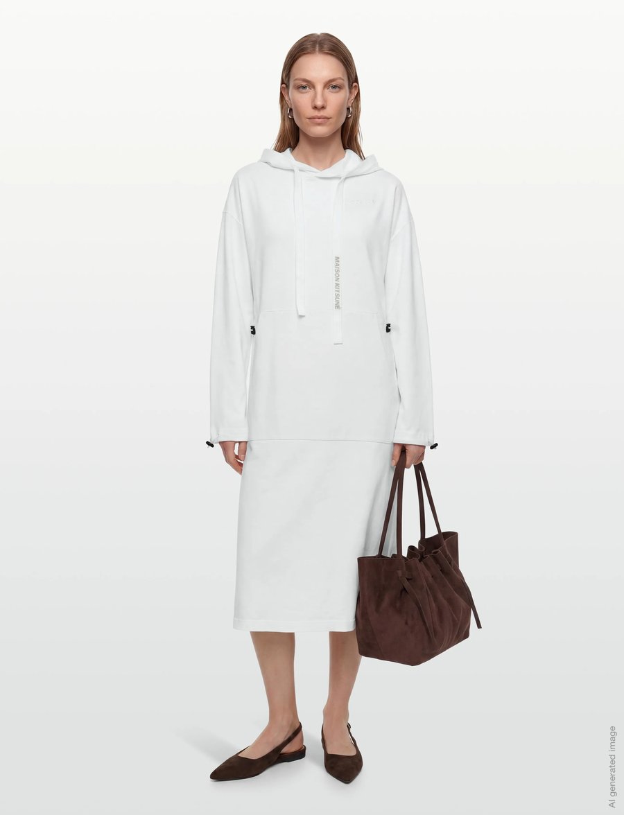 Maison Kitsune - HOODIE DRESS - konfirmation - white - 0
