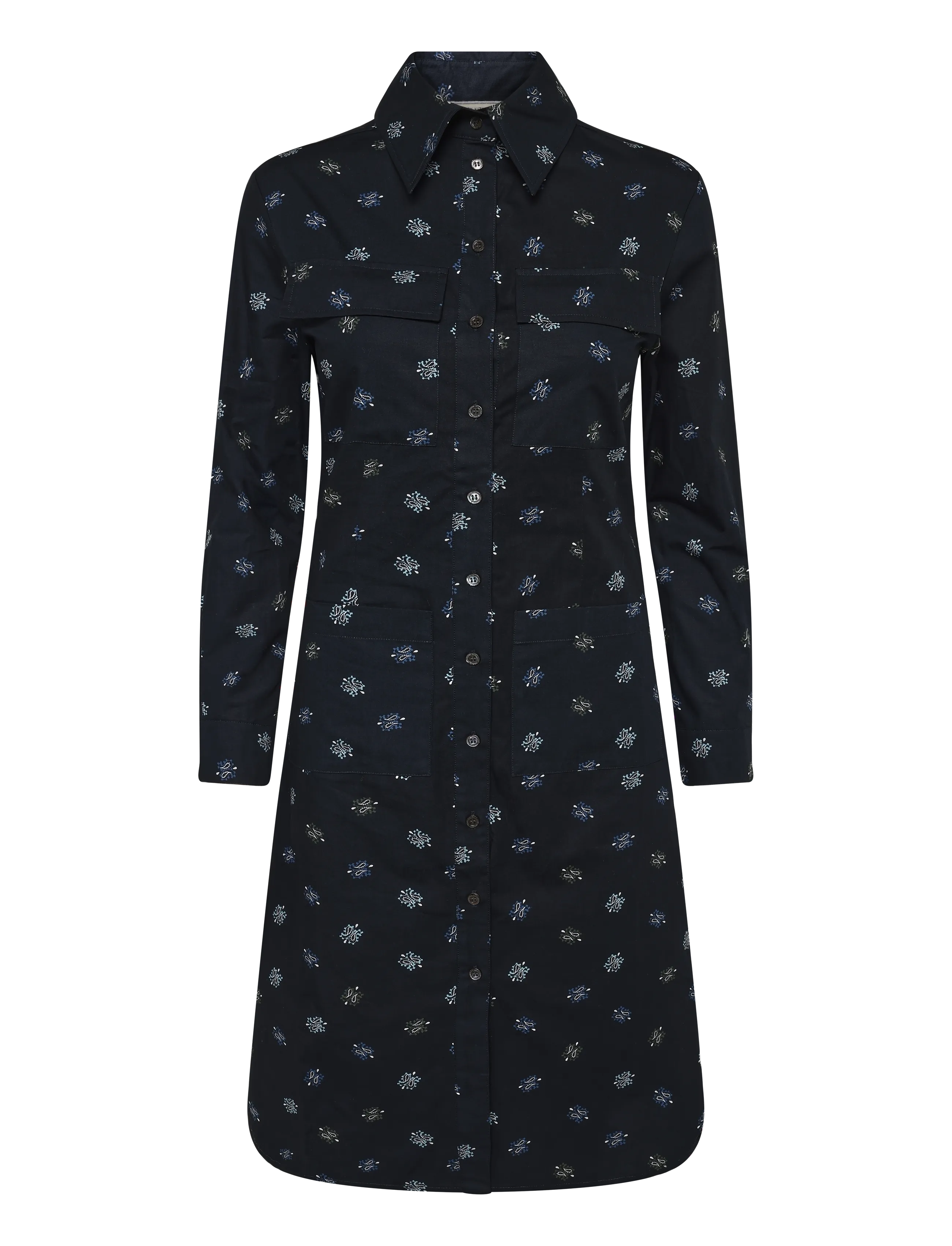 Maison Kitsune FITTED SHIRT DRESS - Midiklänningar - BLACK / black