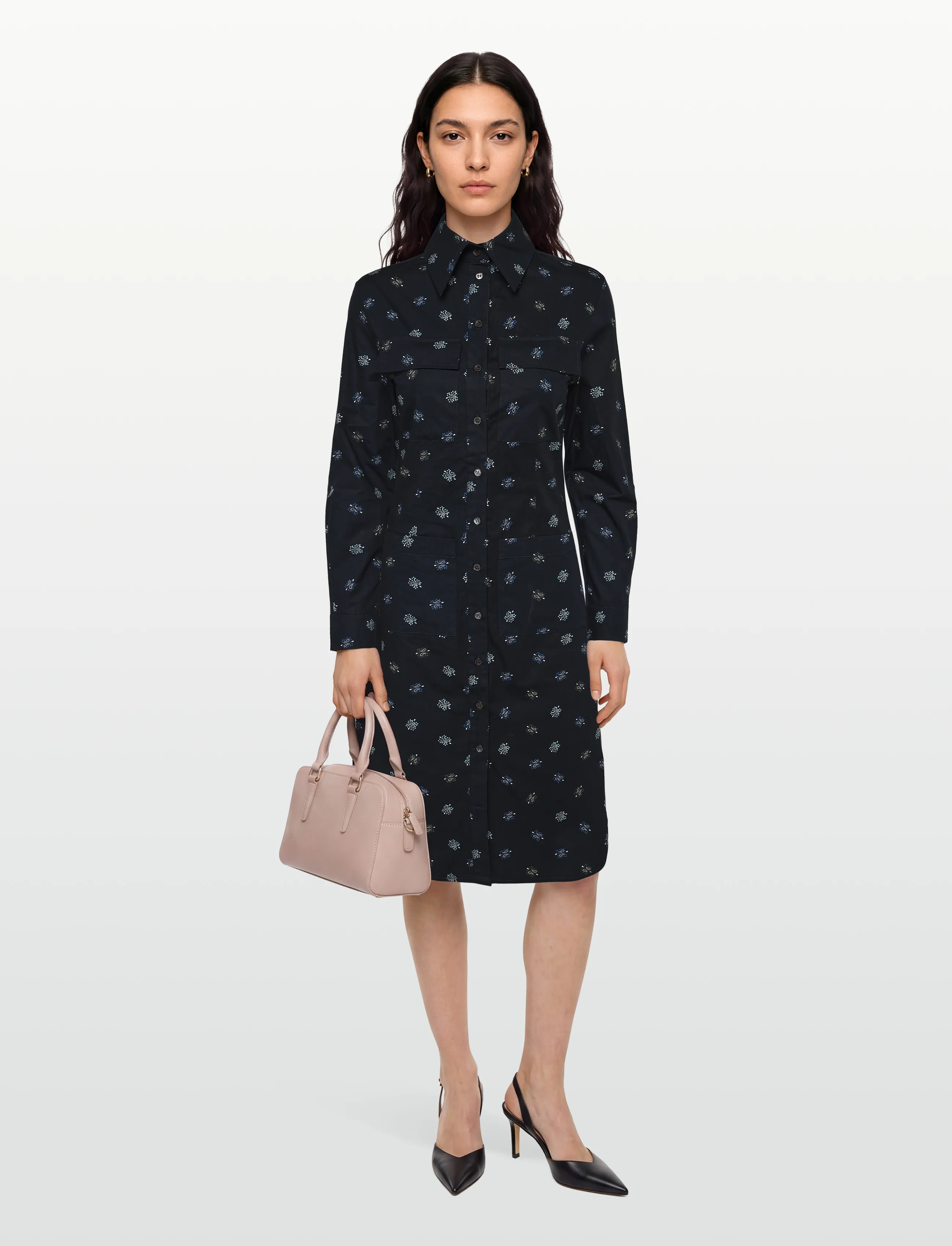 Maison Kitsune Fitted Shirt Dress, M, Dresses, Schwarz - Knee-length & Midi, Frauen