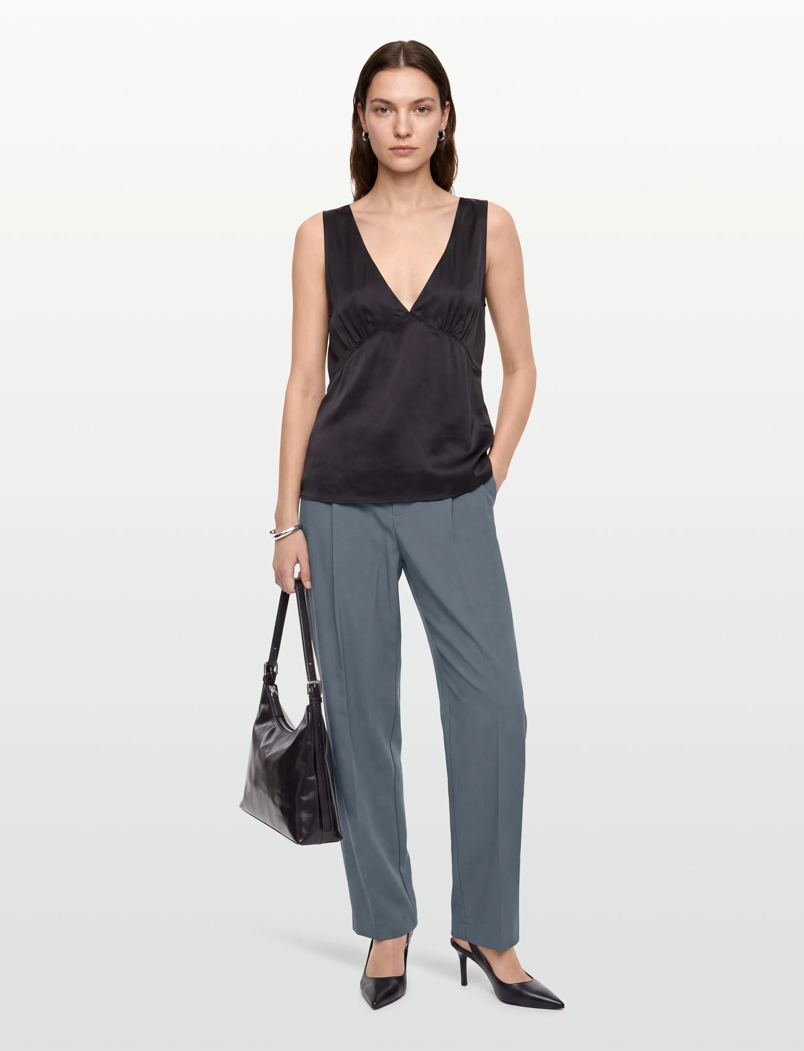 Maison Kitsune Single-Pleated Pants, Kvinder, Plisserede Bukser, Grå, Str: 42