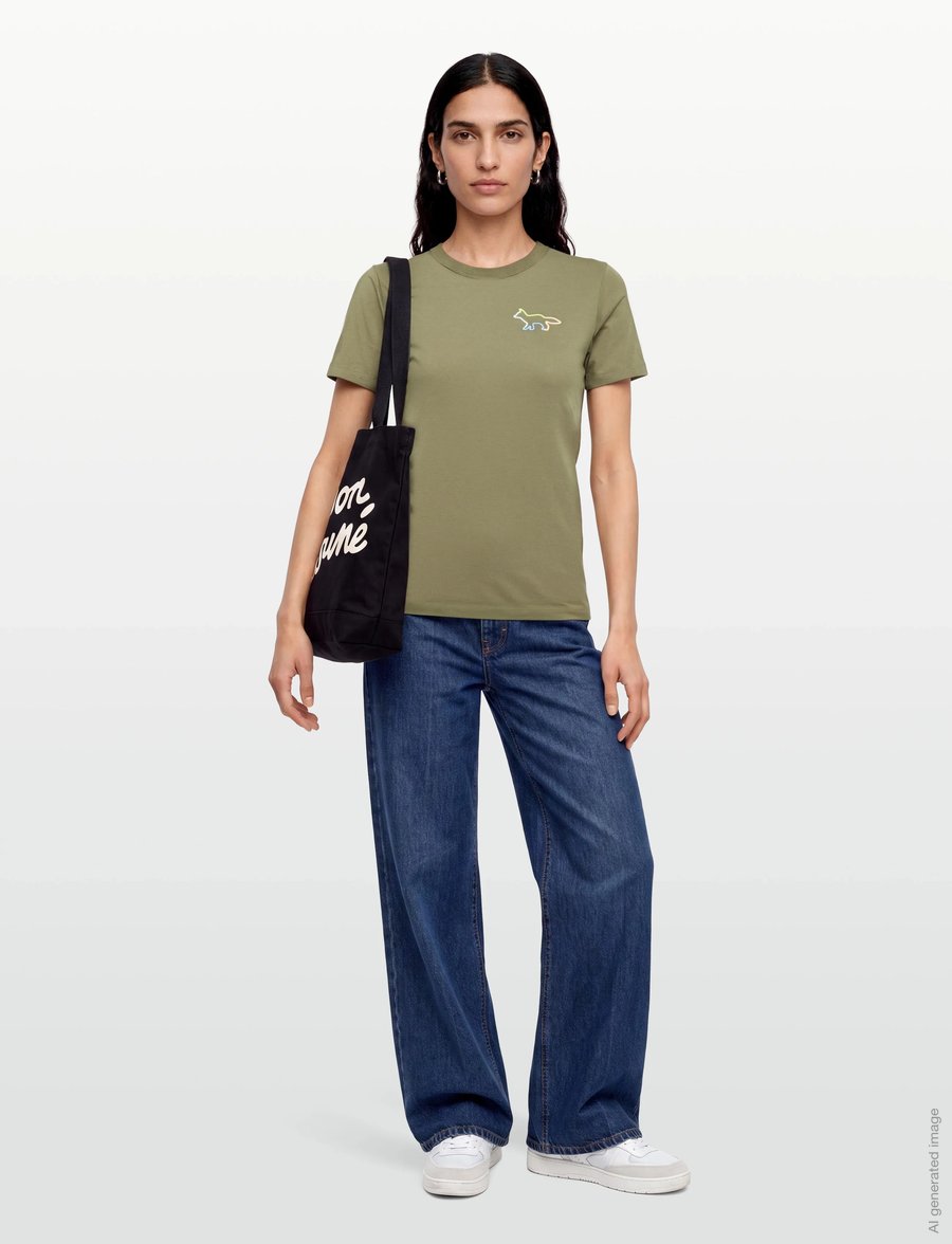 Maison Kitsune - FITTED TEE-SHIRT - t-särgid - khaki - 0