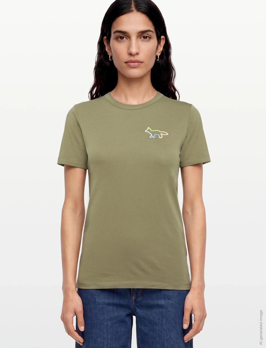 Maison Kitsune - FITTED TEE-SHIRT - t-särgid - khaki - 3