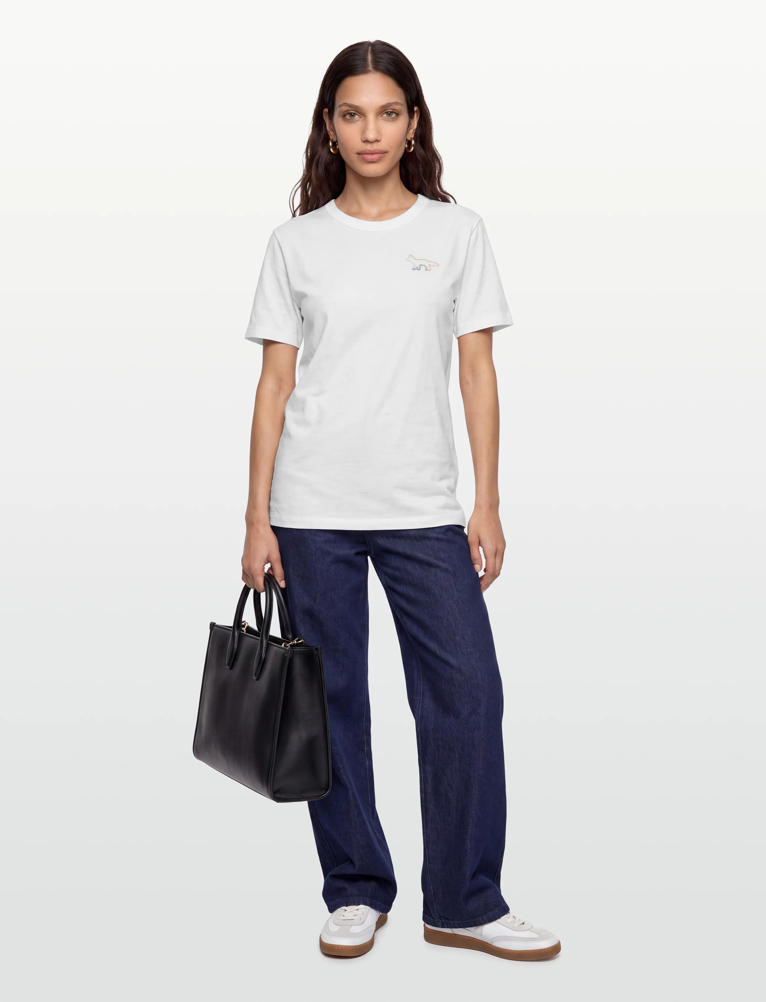 Maison Kitsune Fitted Tee-Shirt, Kvinder, Fitted T-Shirt, Hvid, Str: XS