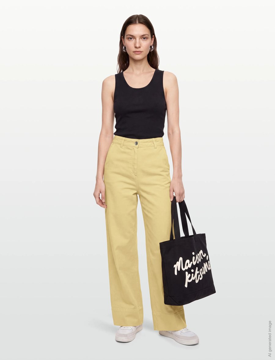Maison Kitsune - LARGE HIGH-WAIST PANTS - culottes - yellow - 0