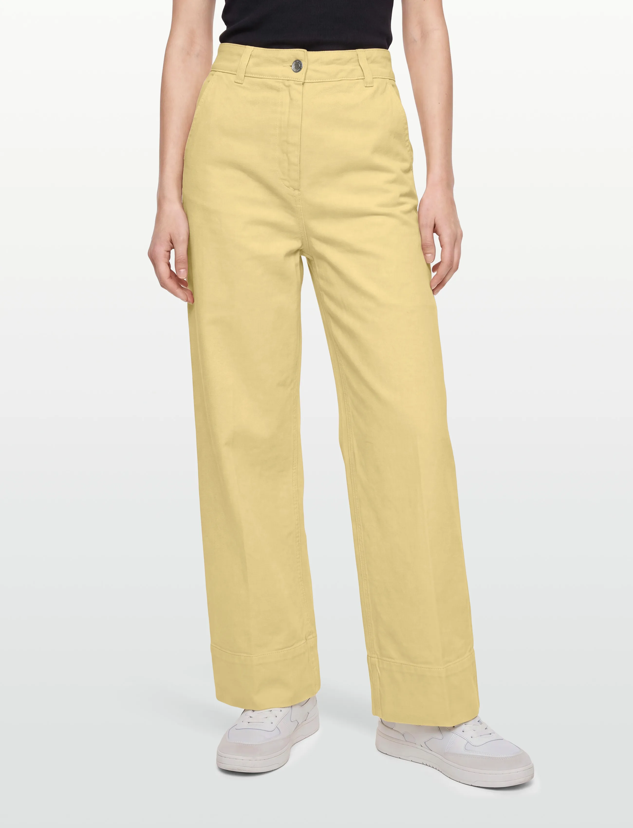 Maison Kitsune - LARGE HIGH-WAIST PANTS - poolpikad püksid - yellow - 3