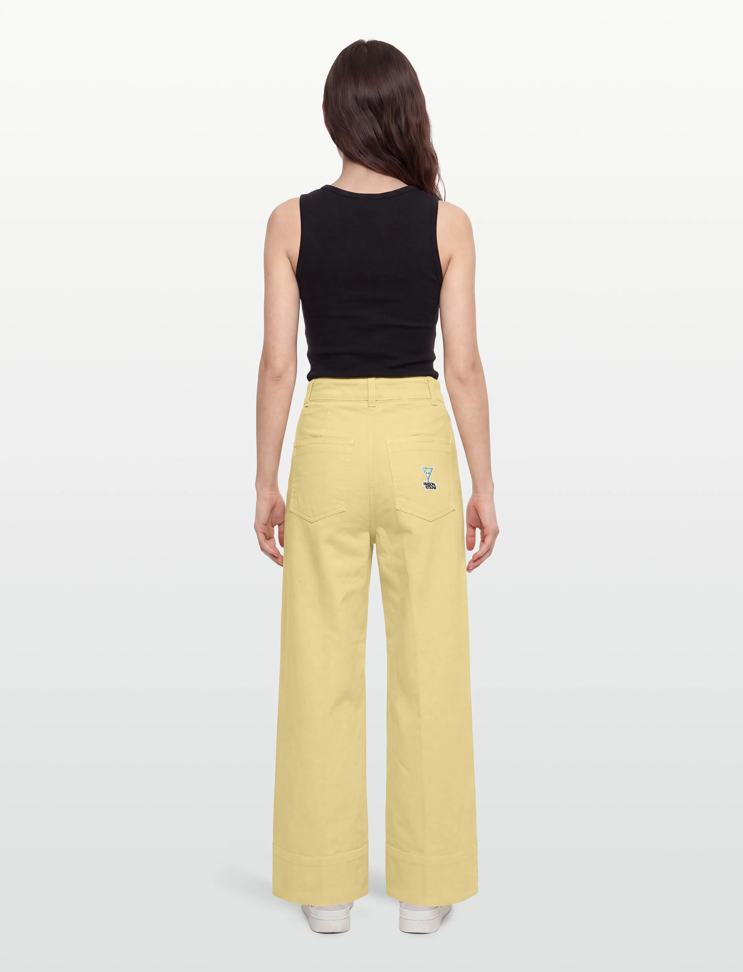 Maison Kitsune - LARGE HIGH-WAIST PANTS - poolpikad püksid - yellow - 4