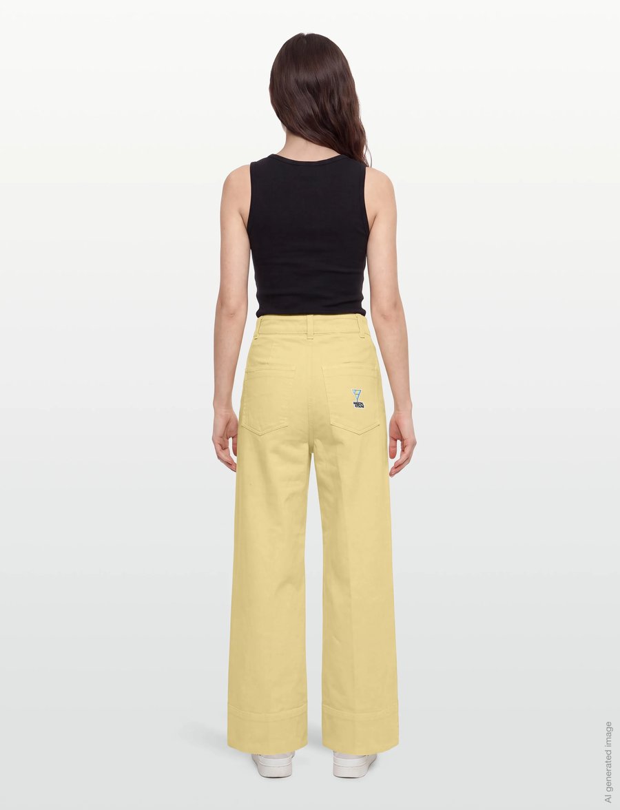 Maison Kitsune - LARGE HIGH-WAIST PANTS - culottes - yellow - 4