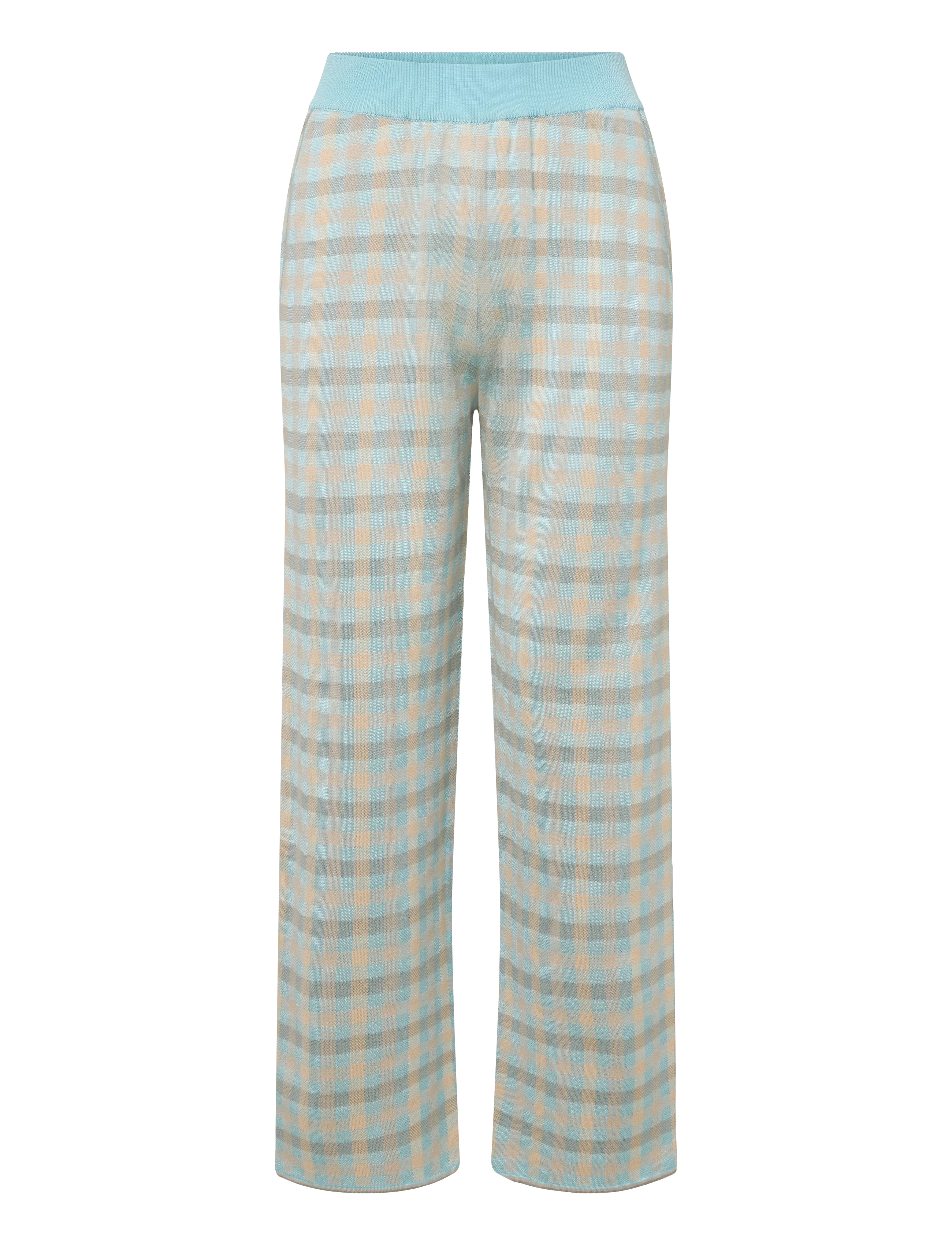 Maison Kitsune KNIT PANT - Bikses ar taisnām starām - SKY / blue