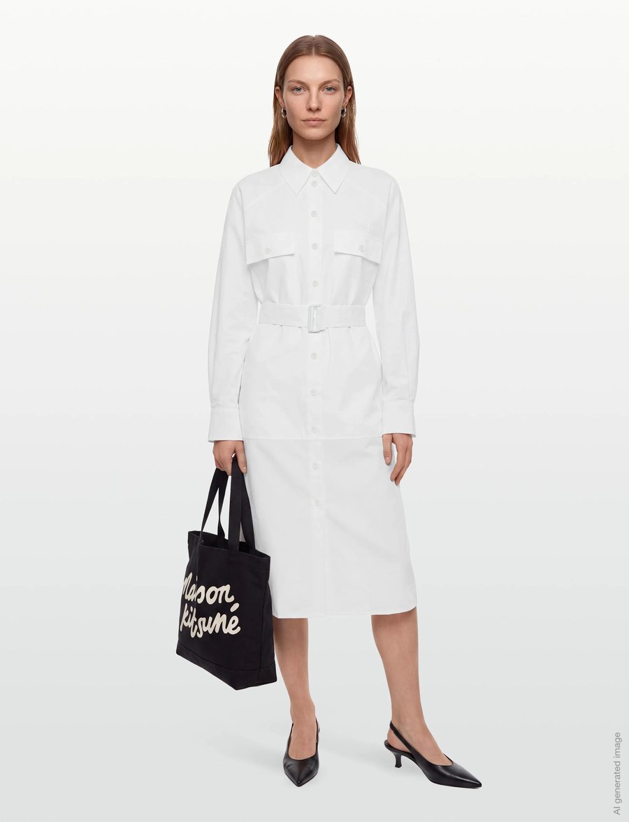 Maison Kitsune - SHIRT DRESS - skjortekjoler - white - 0