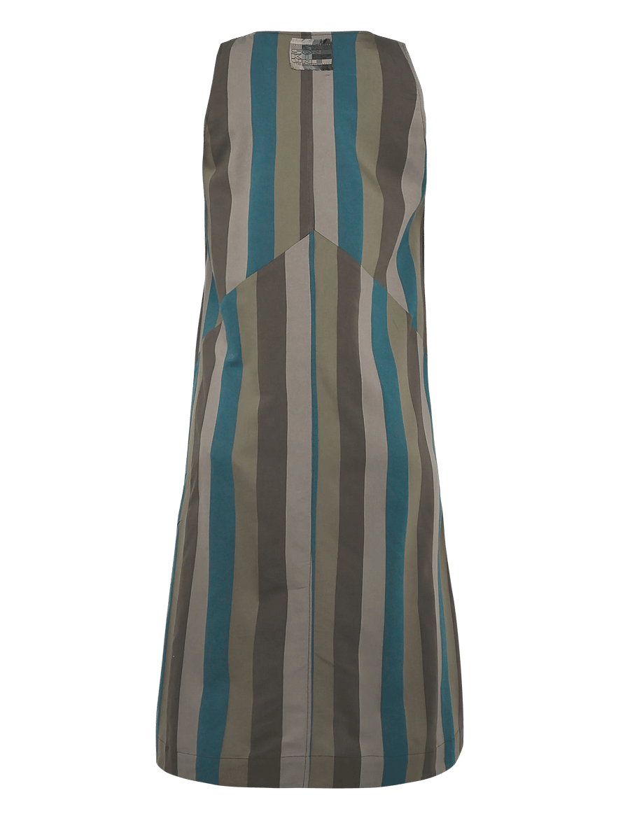 Maison Kitsune - BUTTONED CAMISOLE DRESS - maxi kjoler - khaki stripe - 1