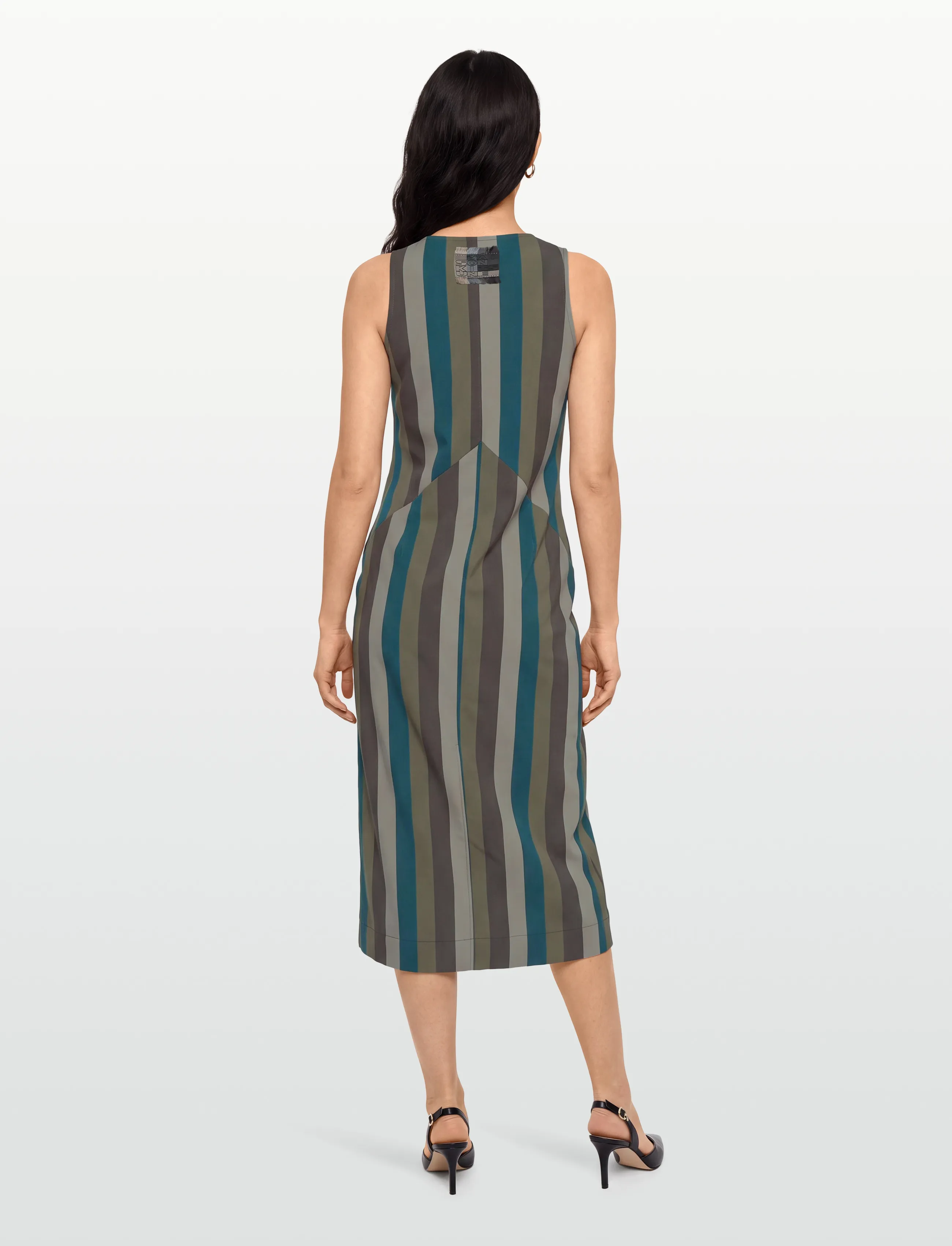 Maison Kitsune - BUTTONED CAMISOLE DRESS - maxikleider - khaki stripe - 4
