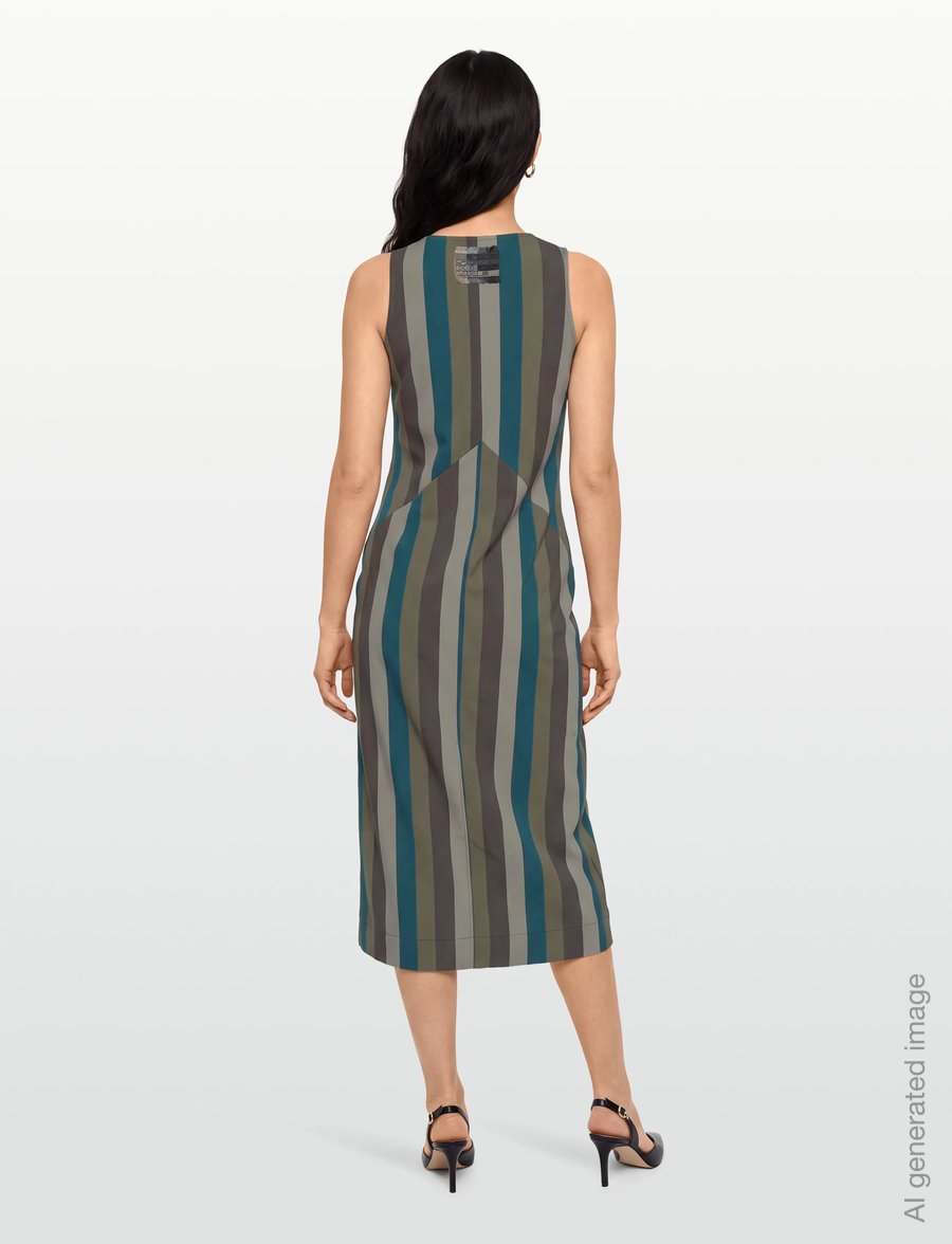 Maison Kitsune - BUTTONED CAMISOLE DRESS - maxikleider - khaki stripe - 4
