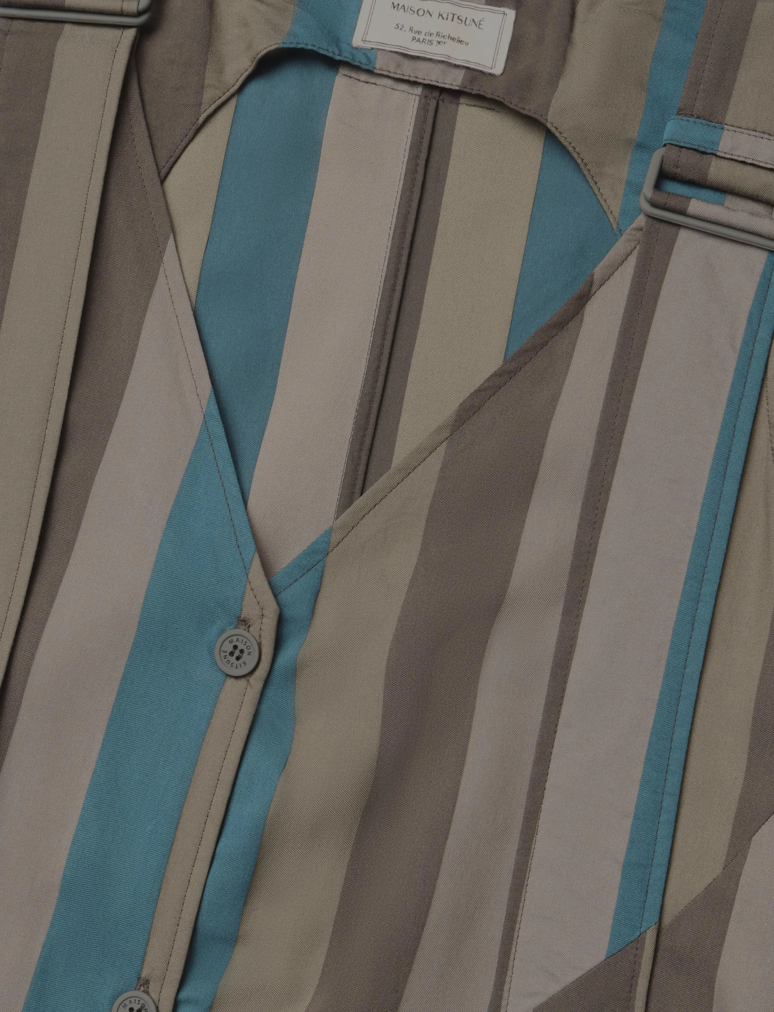Maison Kitsune - BUTTONED CAMISOLE DRESS - khaki stripe - 2
