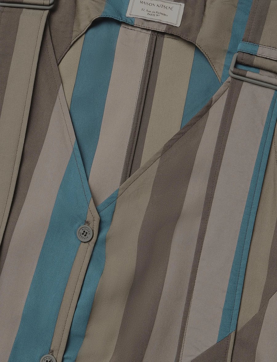 Maison Kitsune - BUTTONED CAMISOLE DRESS - maxi kjoler - khaki stripe - 2