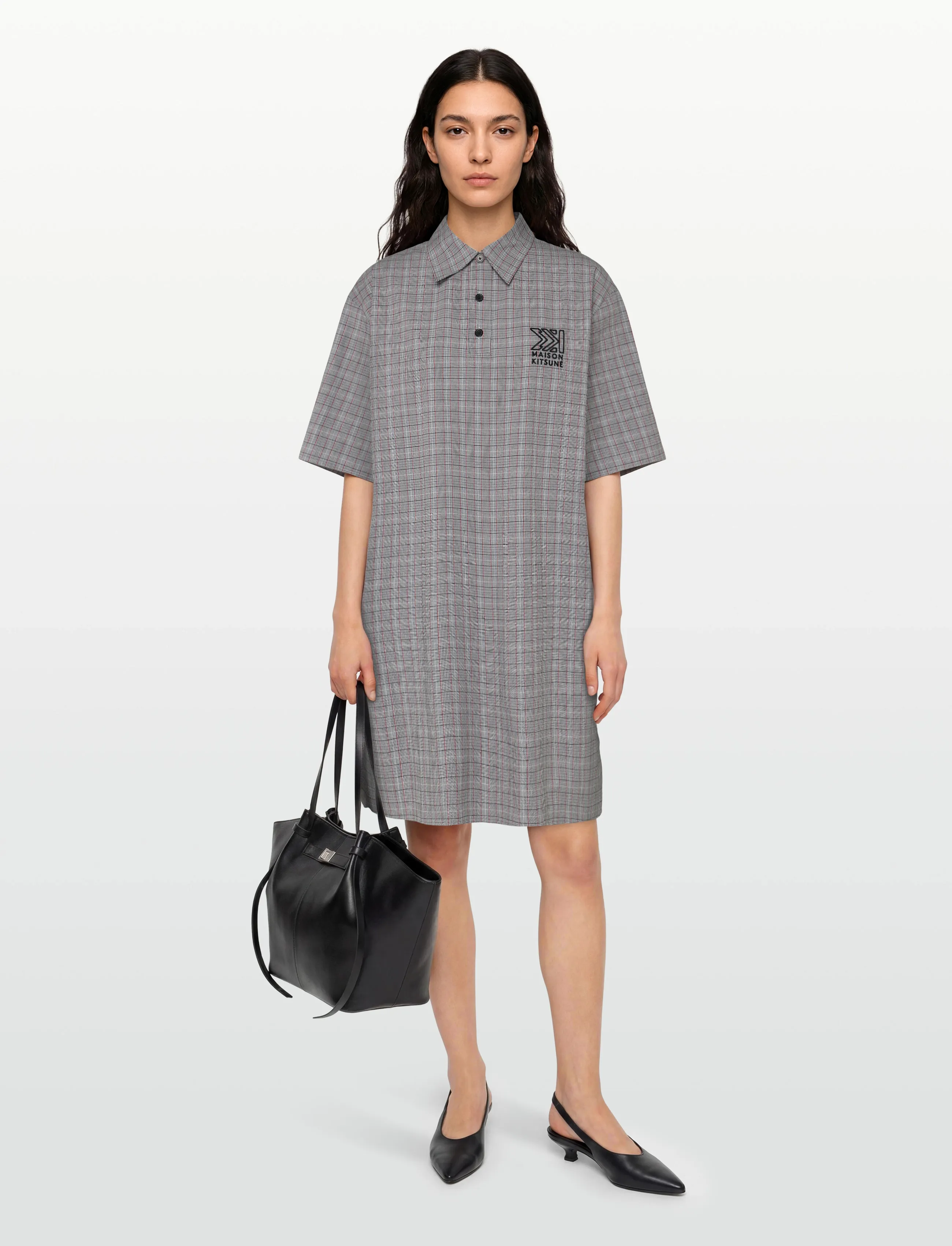 Maison Kitsune Buttoned Polo Dress, 34, Dresses, Schwarz - Short Frauen
