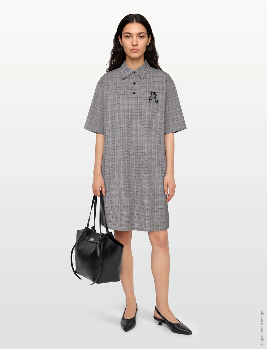 Maison Kitsune - BUTTONED POLO DRESS - skjortklänningar - black - 0