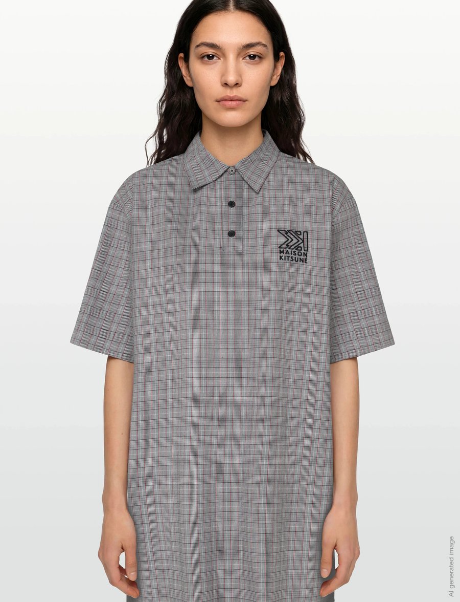 Maison Kitsune - BUTTONED POLO DRESS - skjortklänningar - black - 3