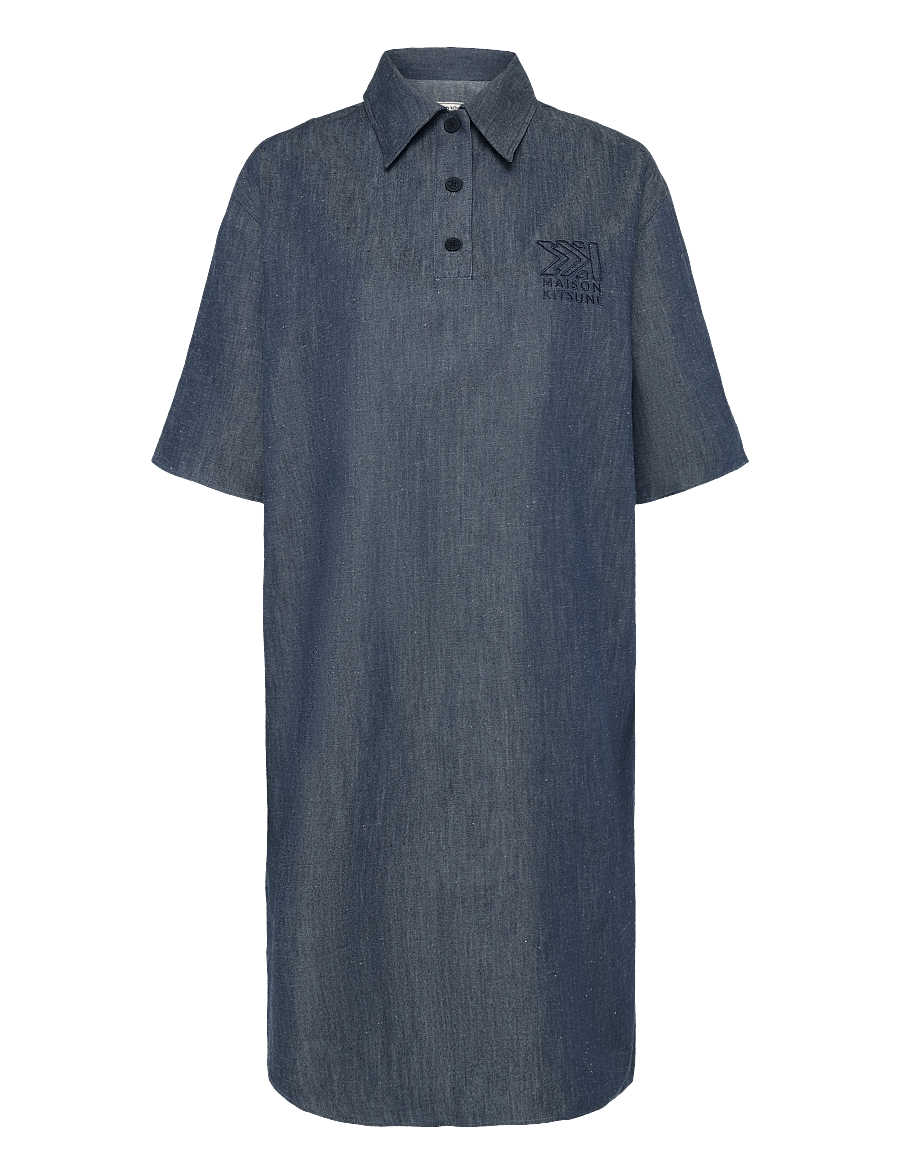 Maison Kitsune - BUTTONED POLO DRESS - särkkleidid - indigo - 0