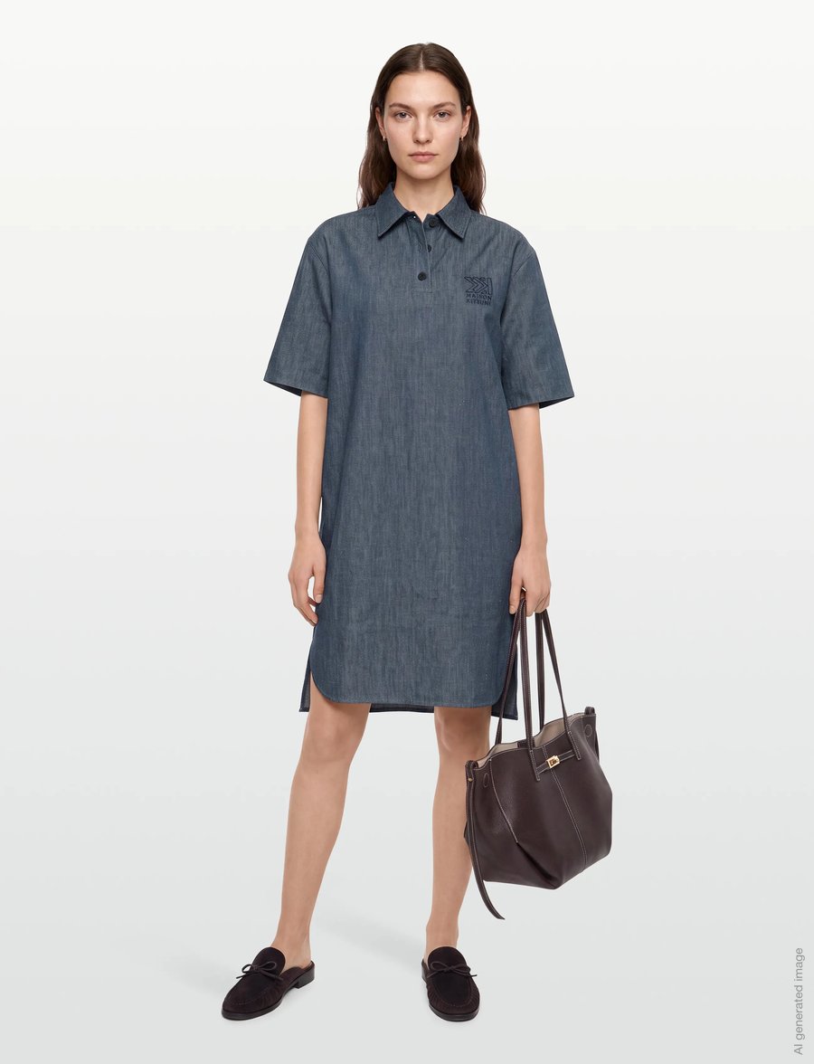 Maison Kitsune - BUTTONED POLO DRESS - skjortekjoler - indigo - 0