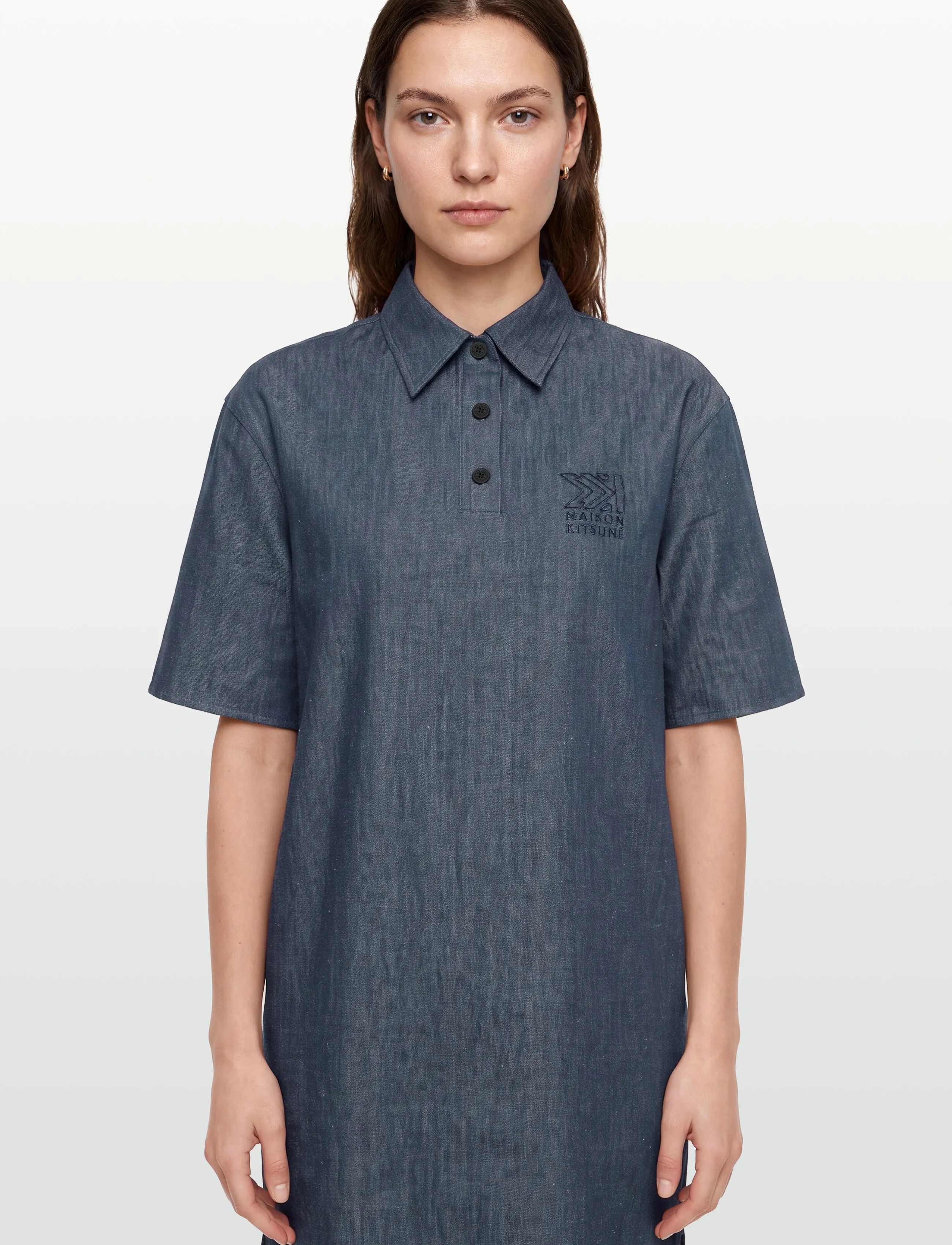 Maison Kitsune - BUTTONED POLO DRESS - skjortekjoler - indigo - 3