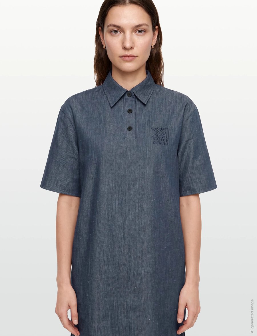 Maison Kitsune - BUTTONED POLO DRESS - skjortekjoler - indigo - 3