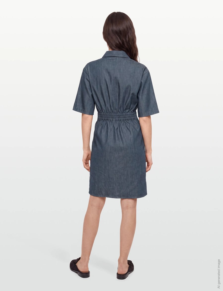 Maison Kitsune - BUTTONED POLO DRESS - skjortekjoler - indigo - 4