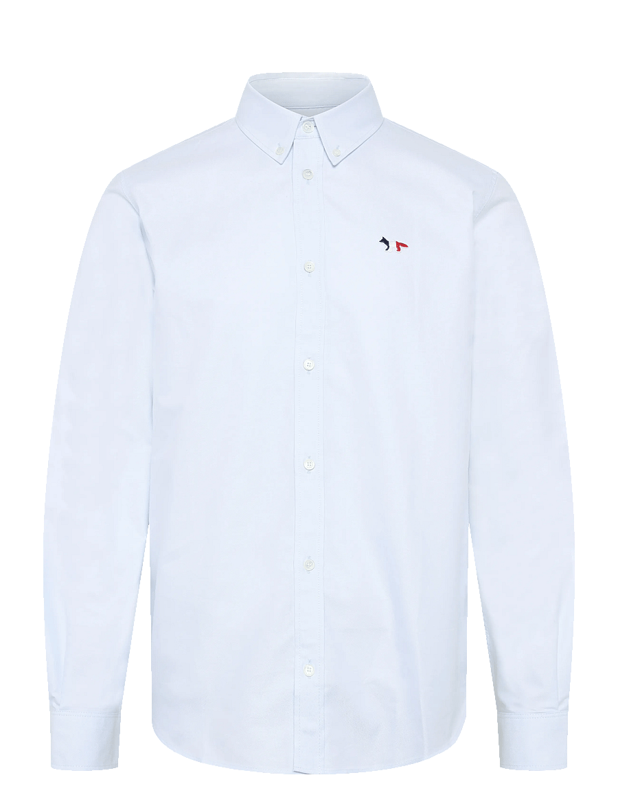 Maison Kitsune - TRICOLOR FOX PATCH CLASSIC SHIRT BD - casual skjortor - light blue - 1