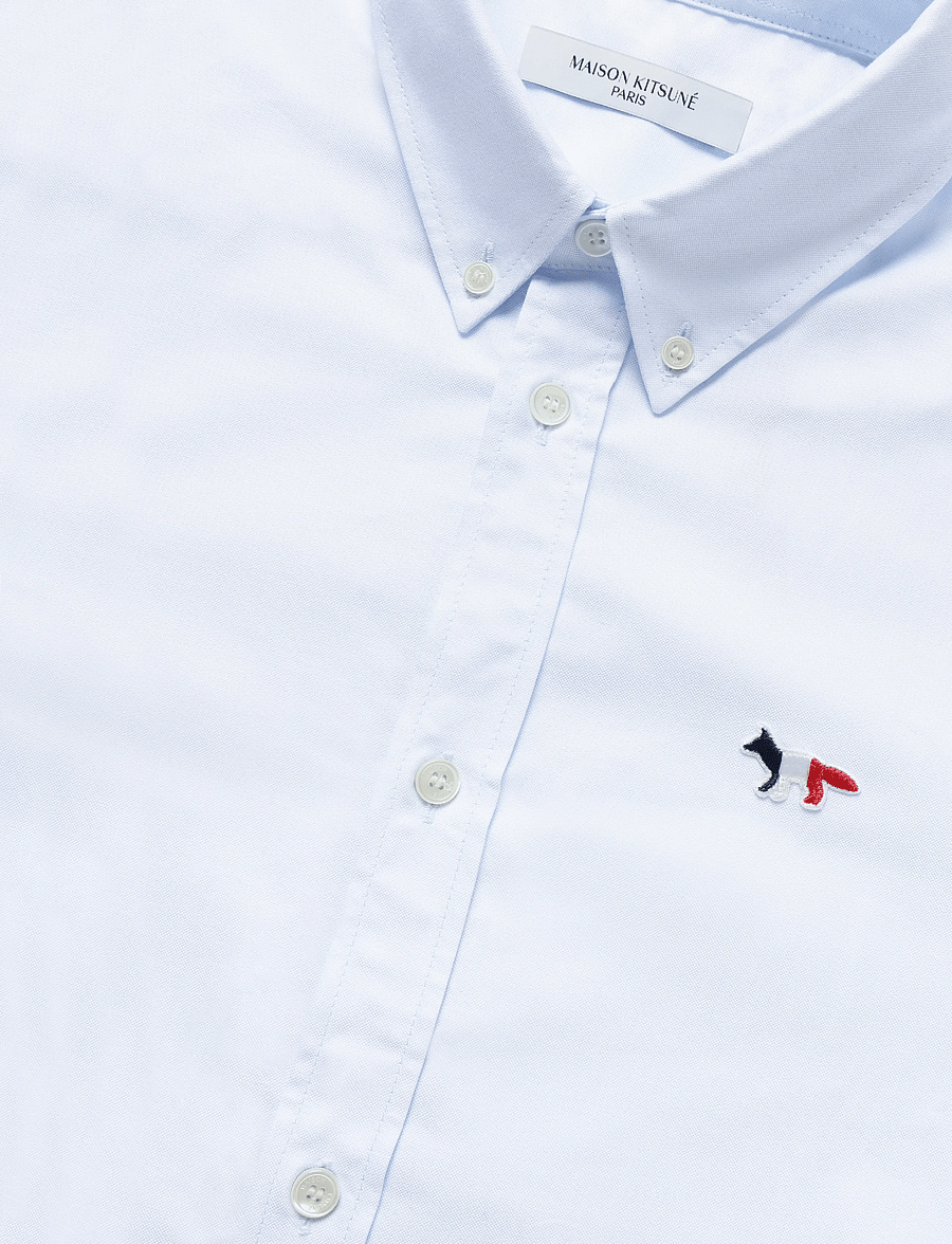 Maison Kitsune - TRICOLOR FOX PATCH CLASSIC SHIRT BD - casual skjortor - light blue - 5