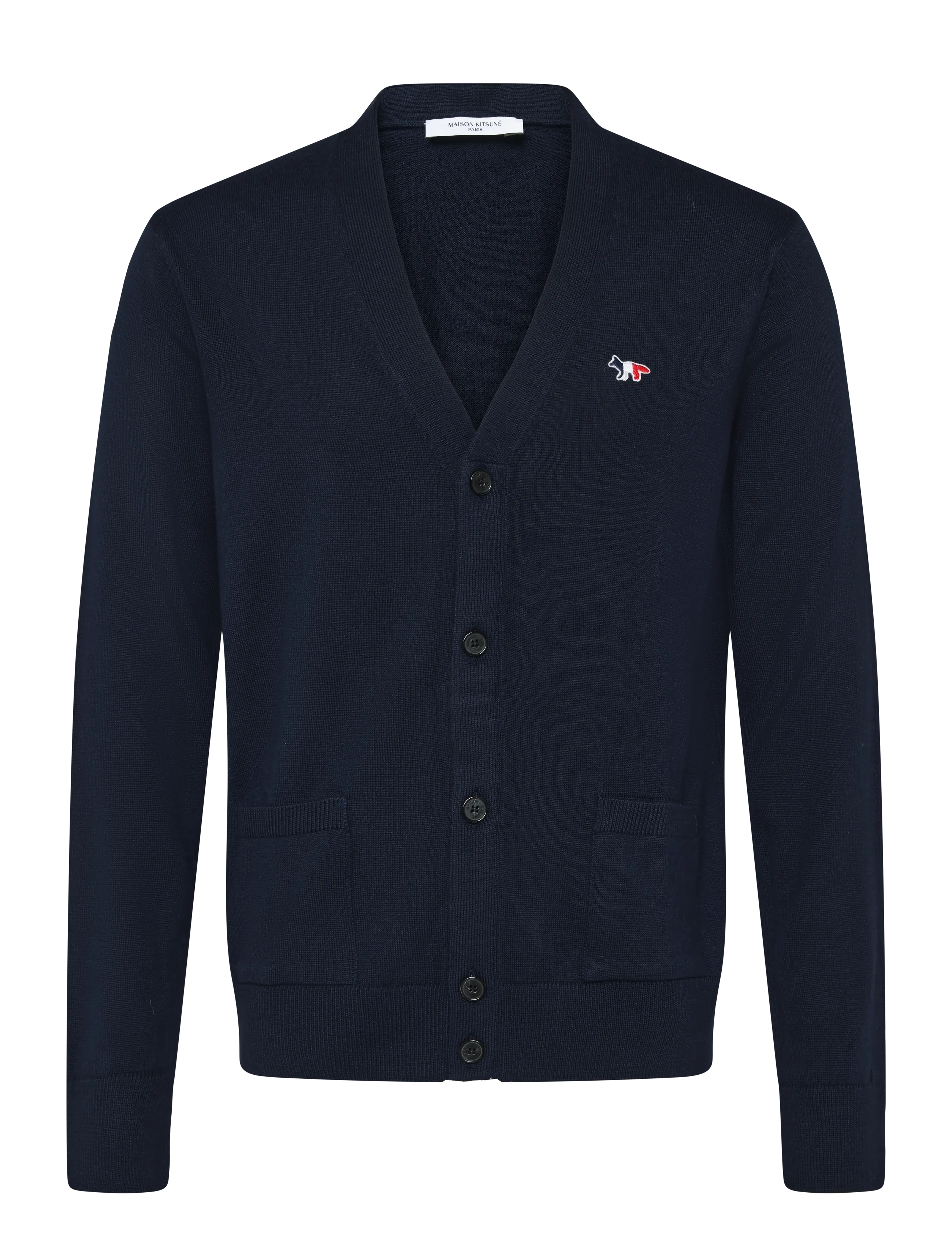 Maison Kitsune TRICOLOR FOX PATCH CLASSIC CARDIGAN - V-necks - NAVY / navy