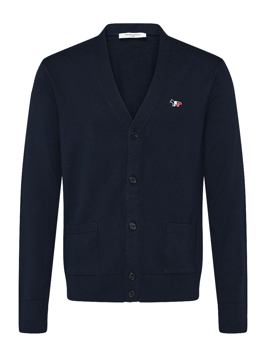 Maison Kitsune - TRICOLOR FOX PATCH CLASSIC CARDIGAN - strickjacken - navy - 0