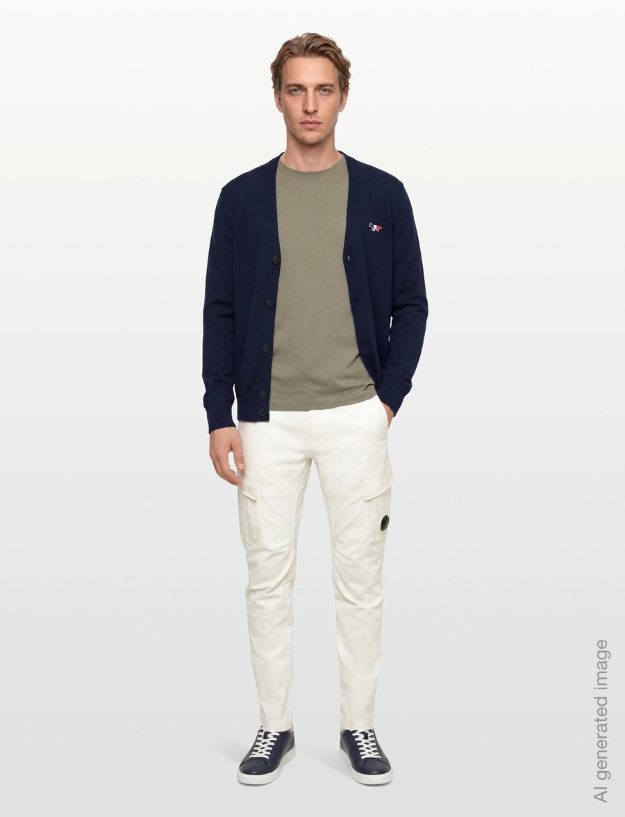 Maison Kitsune - TRICOLOR FOX PATCH CLASSIC CARDIGAN - cardigans - navy - 0