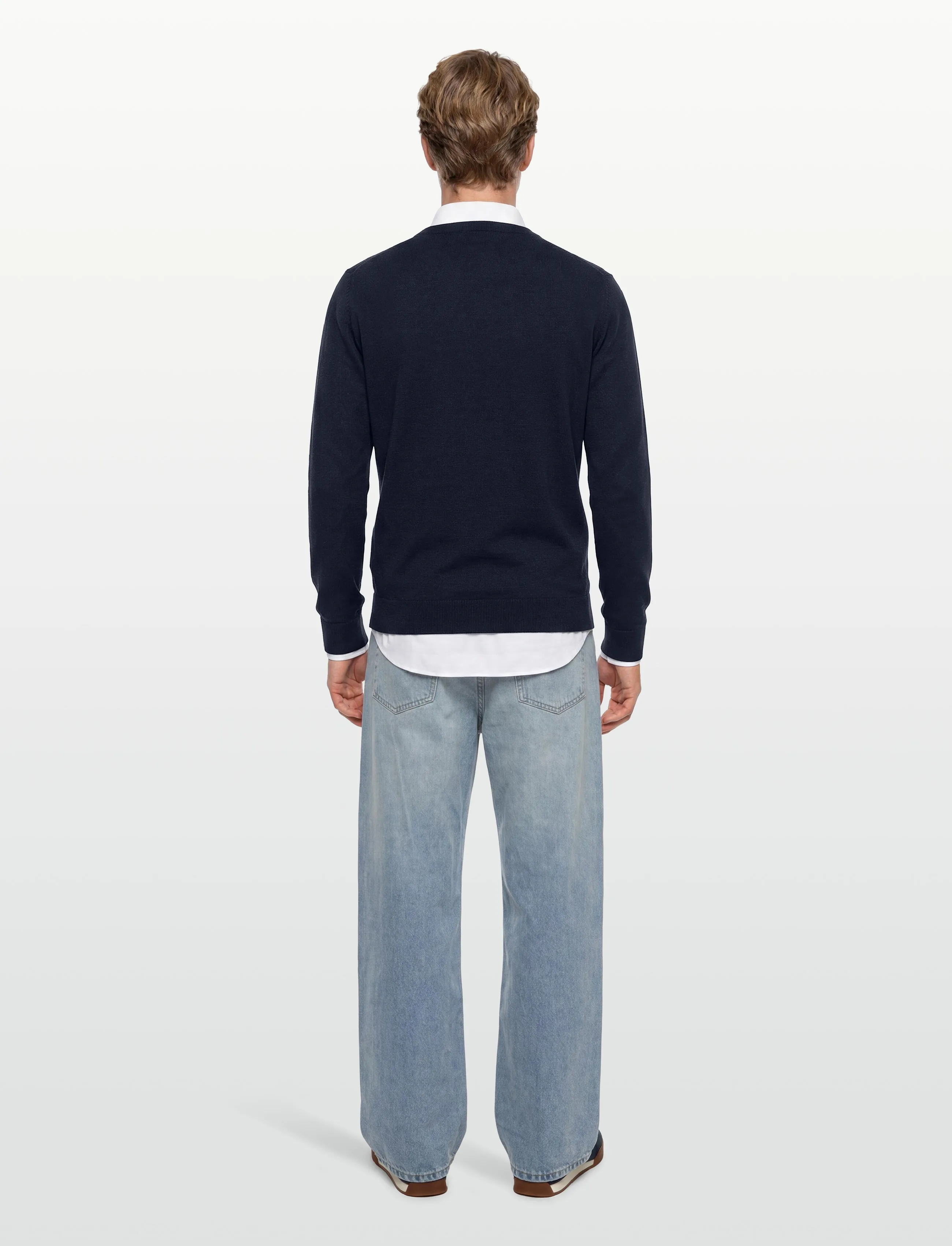 Maison Kitsune - TRICOLOR FOX PATCH CLASSIC R-NECK JUMPER - rundhals - navy - 4